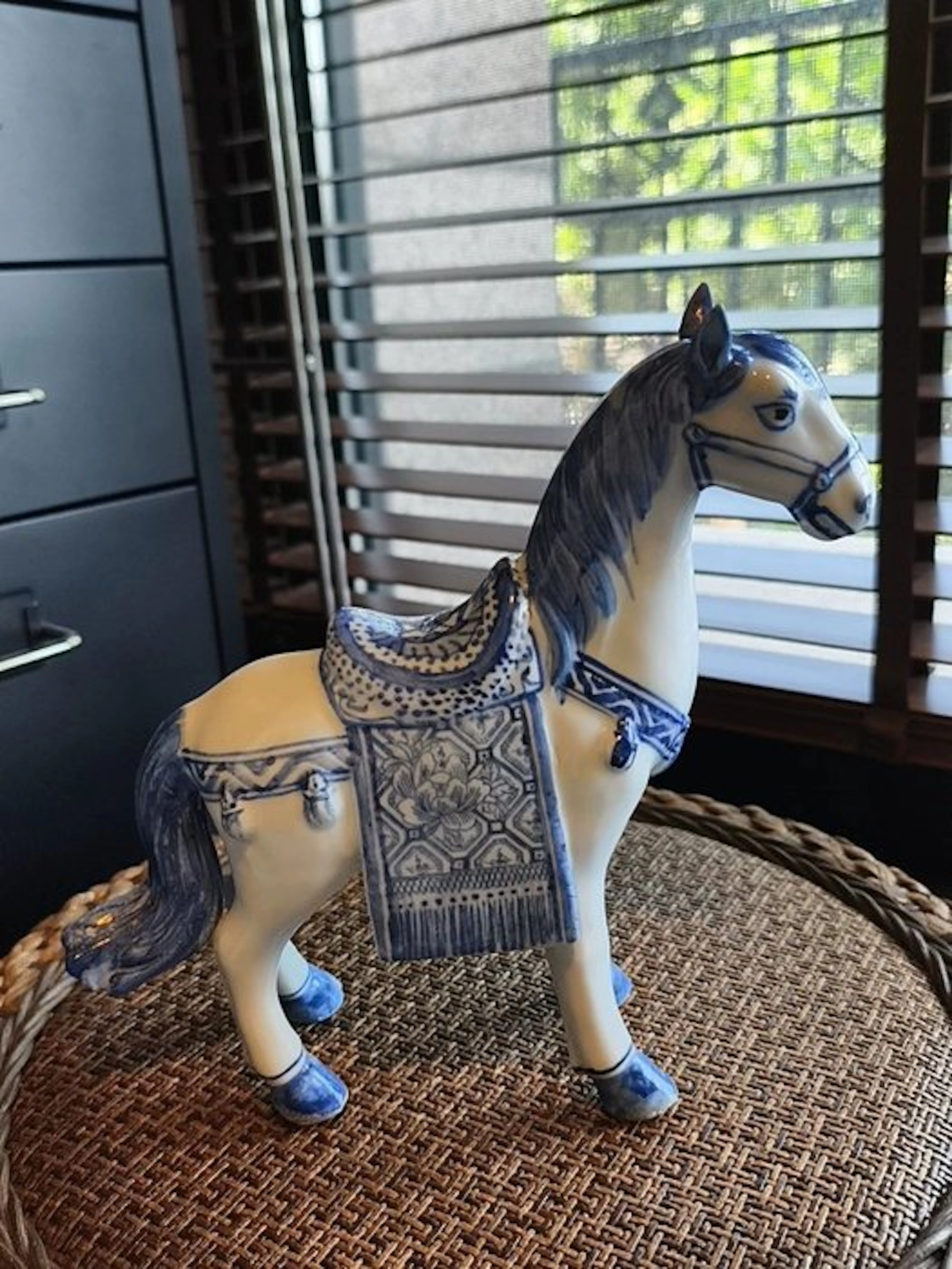 Japanese Blue and White Porcelain Steed Ornament - Statue