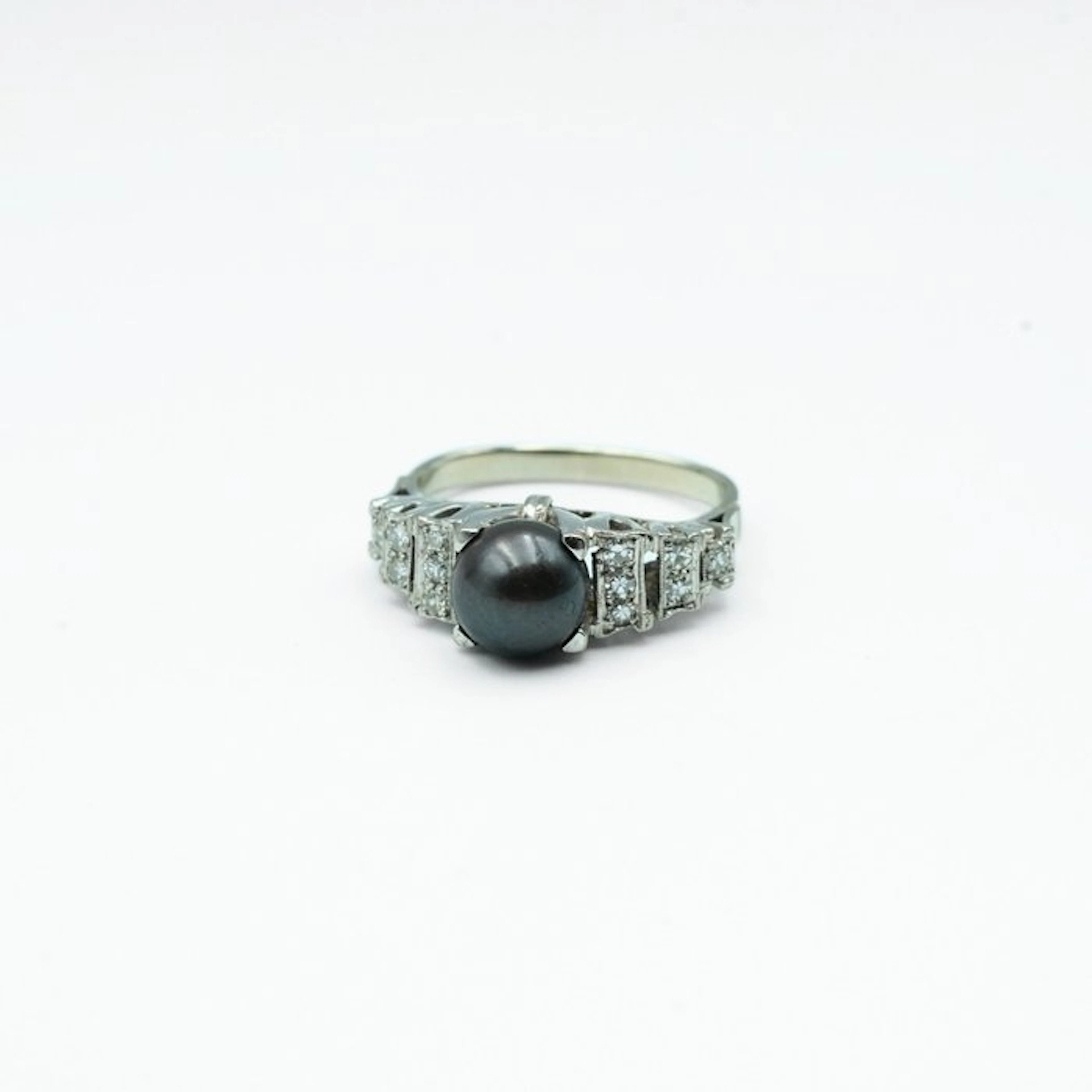 Ring - 14 kt. White gold Pearl - Diamond