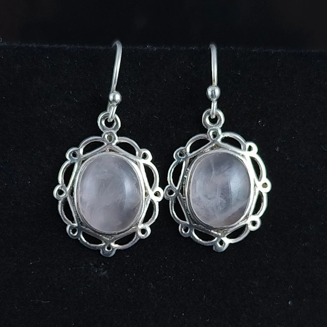 Quartz - Silver - Earrings - Sterling Silver Rose