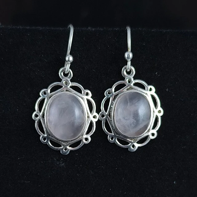 Quartz - Silver - Earrings - Sterling Silver Rose