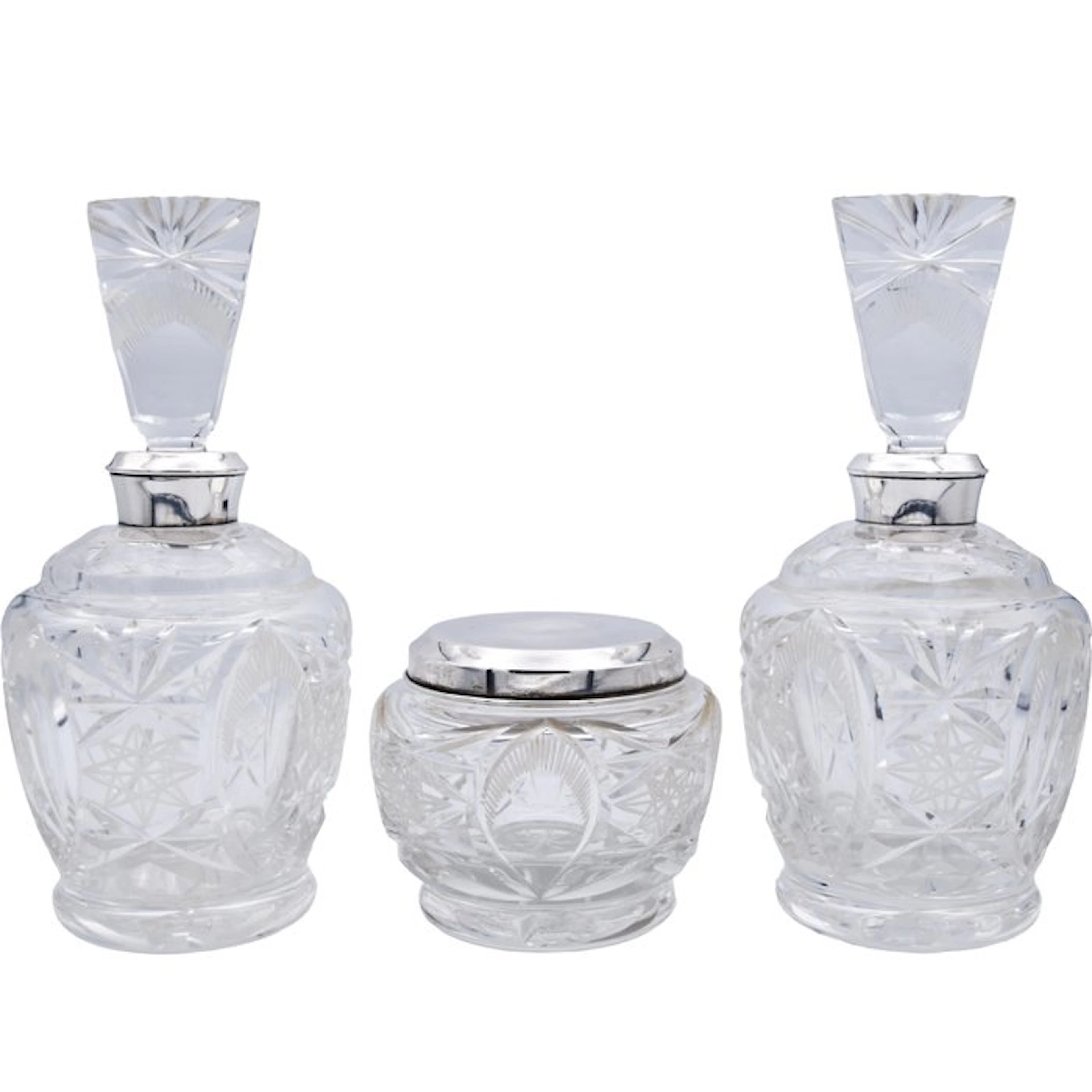 Dressing table set (3) - Silver, Crystal