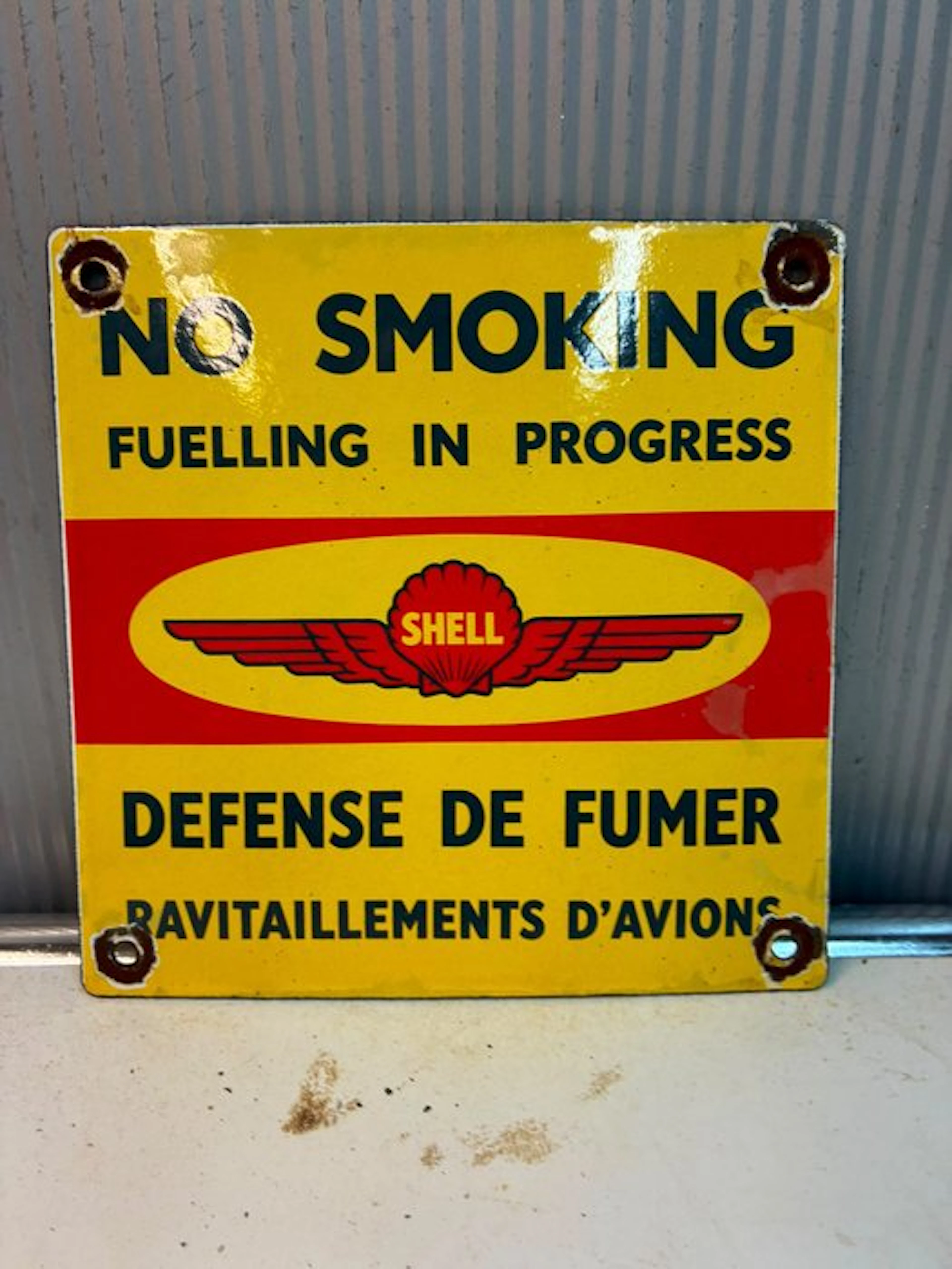 Shell Aviation – Emaille Reclamebord – No Smoking –...