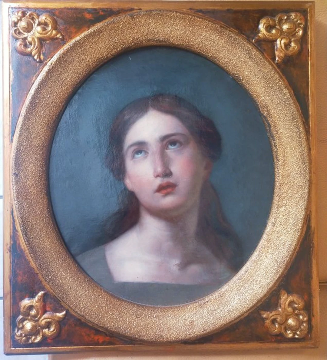 Italian school (XIX) - Ritratto di donna con sguardo contemplativo