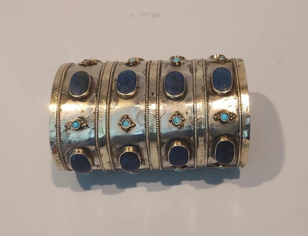 Lapis lazuli - silvered metal alloy - Bracelet