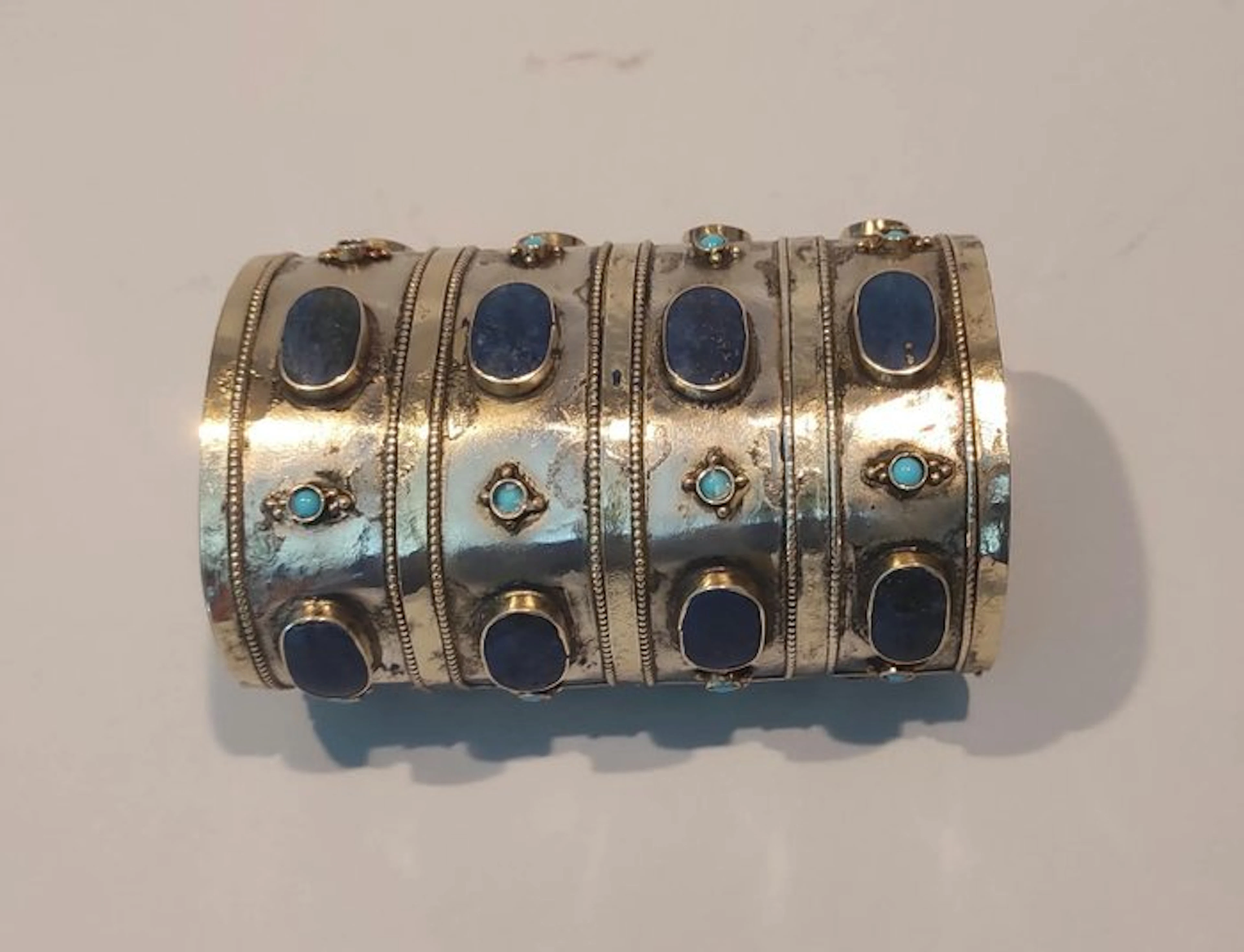 Lapis lazuli - silvered metal alloy - Bracelet