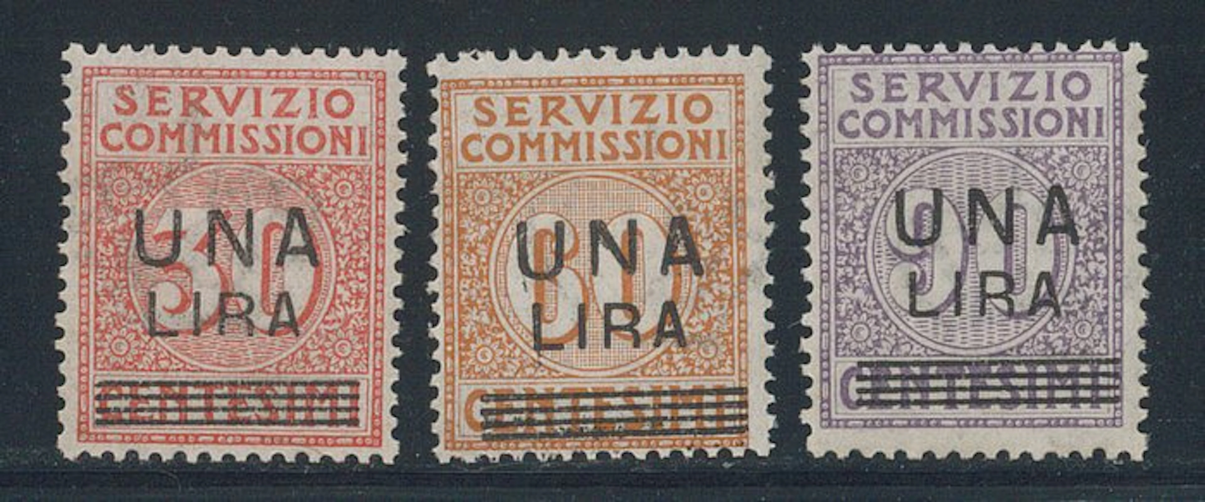 Italy Kingdom - Commission Service – overprints, complete series nos. 4/6.