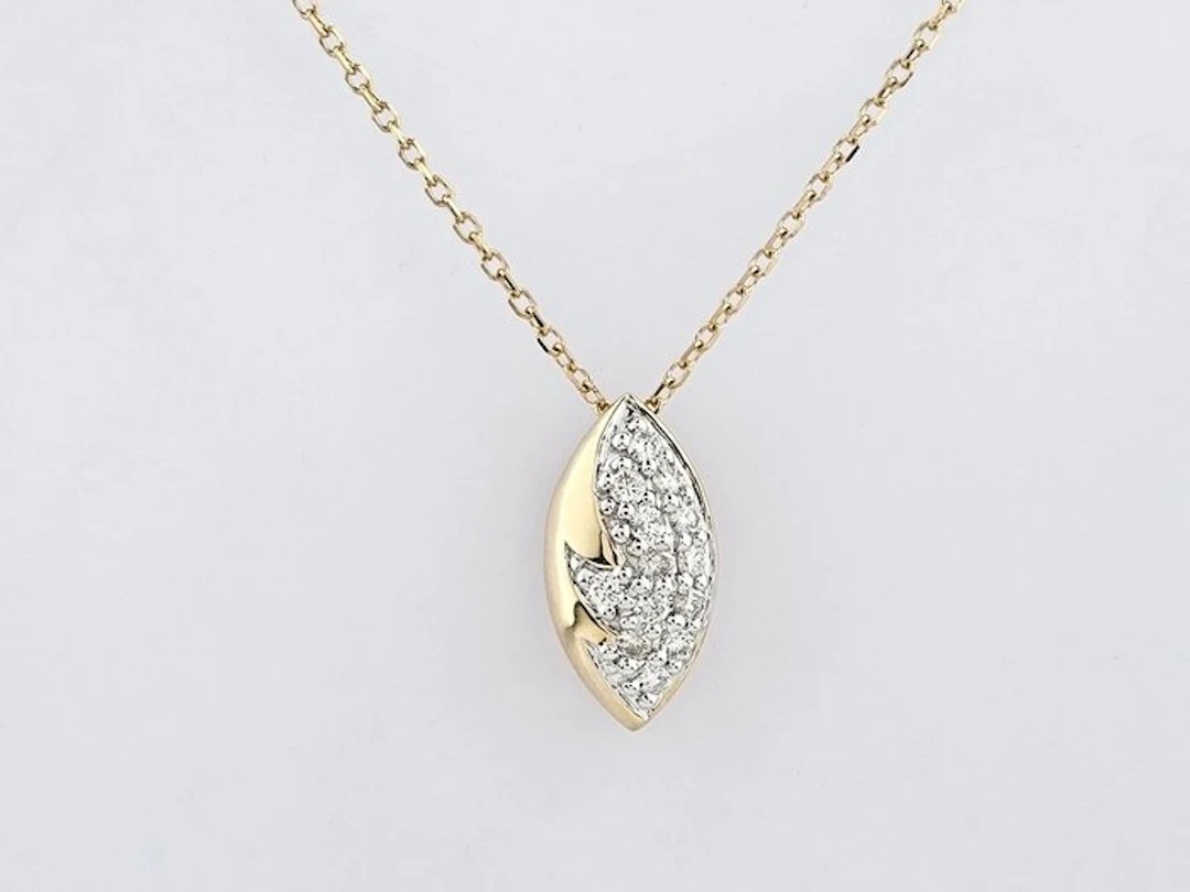 Necklace with pendant - 14 kt. Yellow gold - 0.14ct. tw. Diamond (Natural)