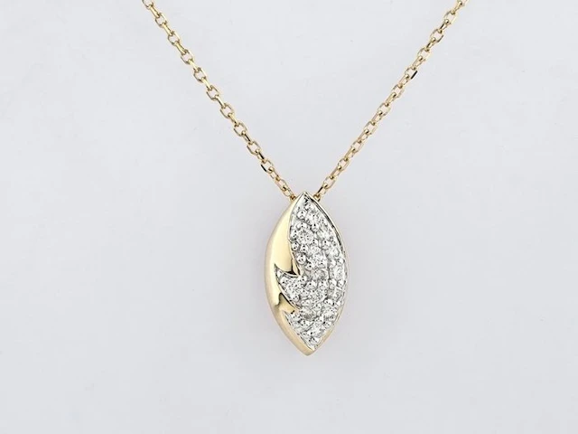 Necklace with pendant - 14 kt. Yellow gold - 0.14ct. tw. Diamond (Natural)