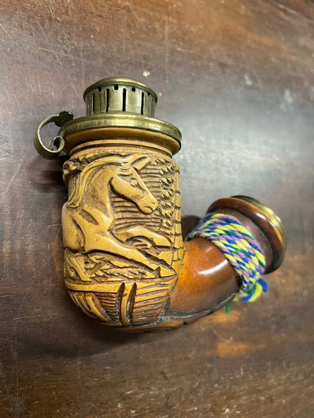 Rare 1814 Antique Hunter's Pipe Bowl Napoleonic Era Wood...