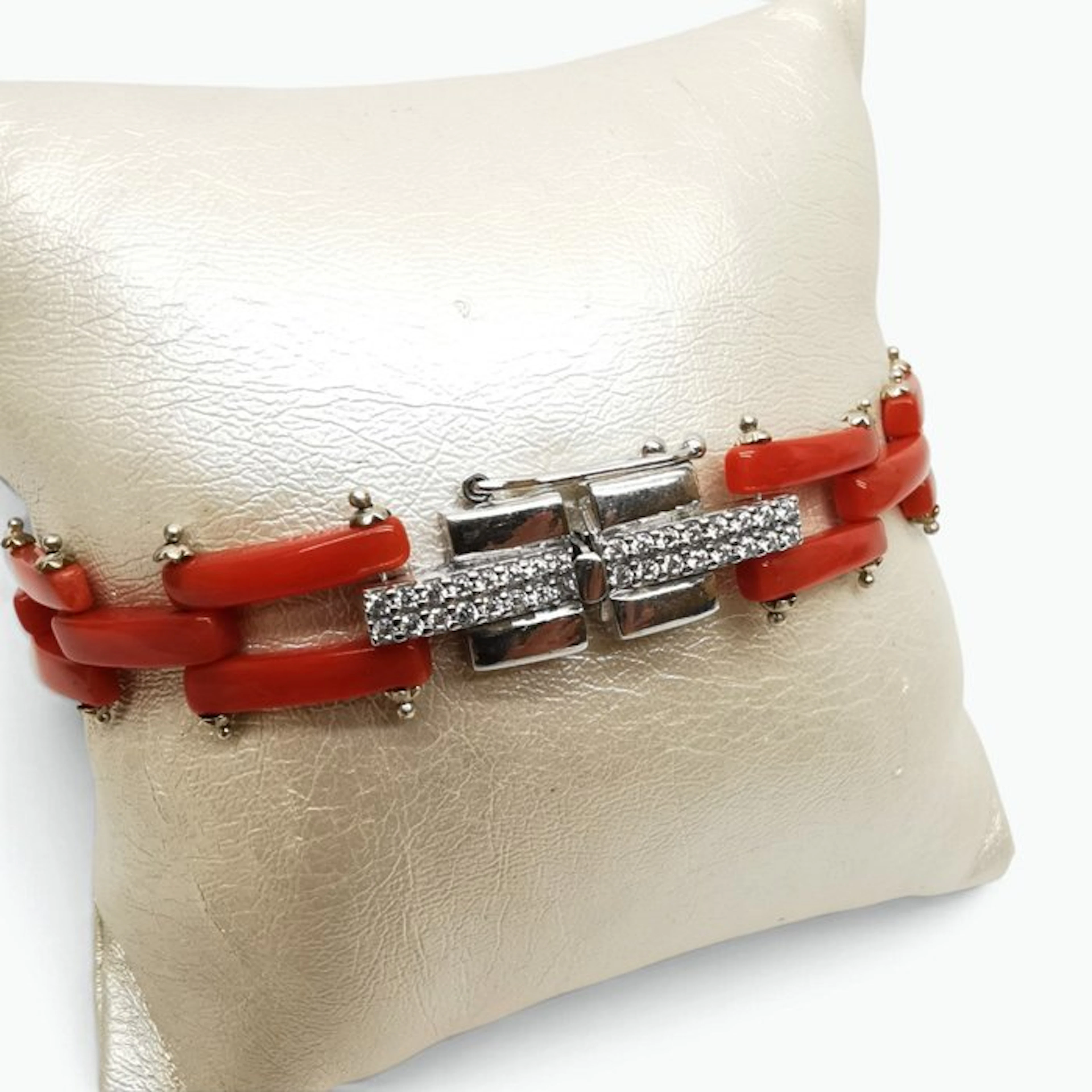 Blood Coral - Silver - Bracelet - handmade