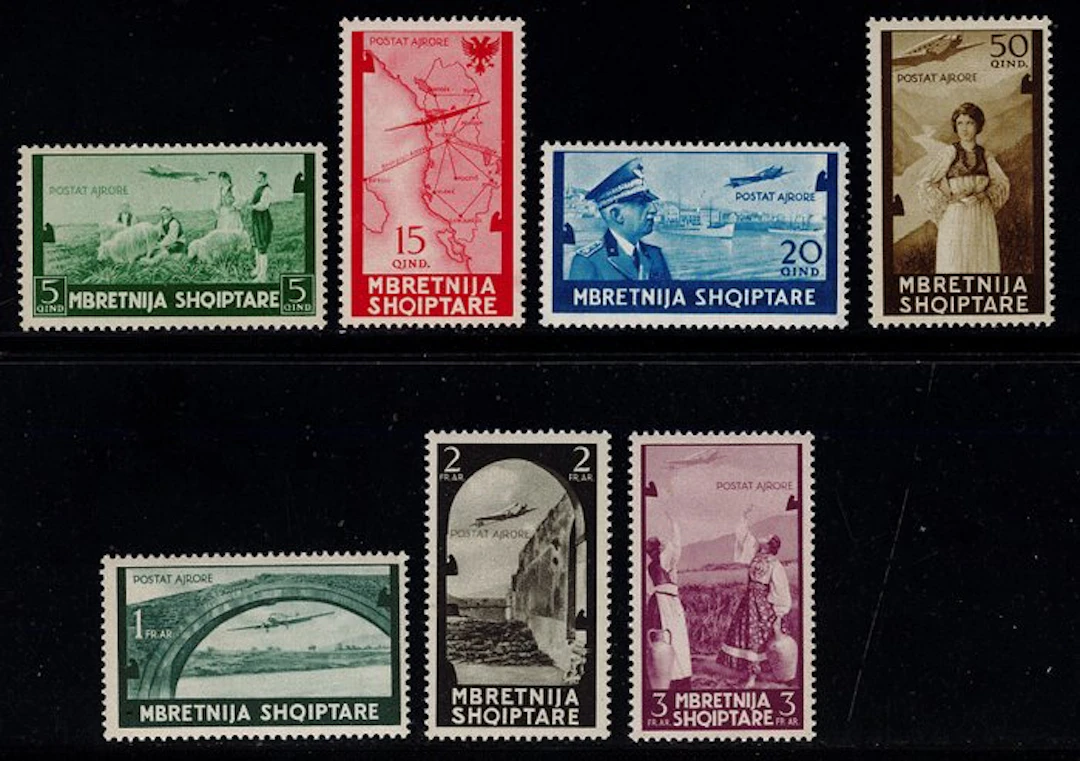 Italian Occupations - Albania - Various subjects, complete series P.A. n. 5/11.