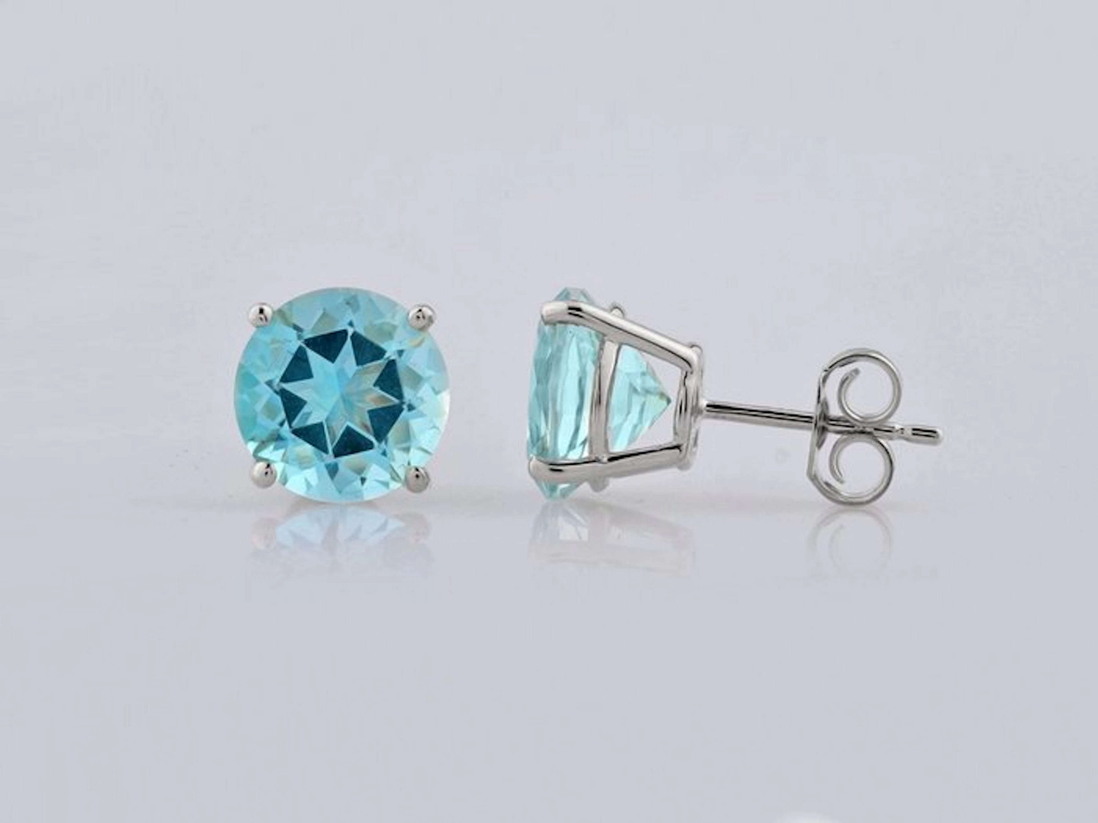 No reserve price - Earrings - 14 kt. White gold - 6.92ct. tw. Topaz