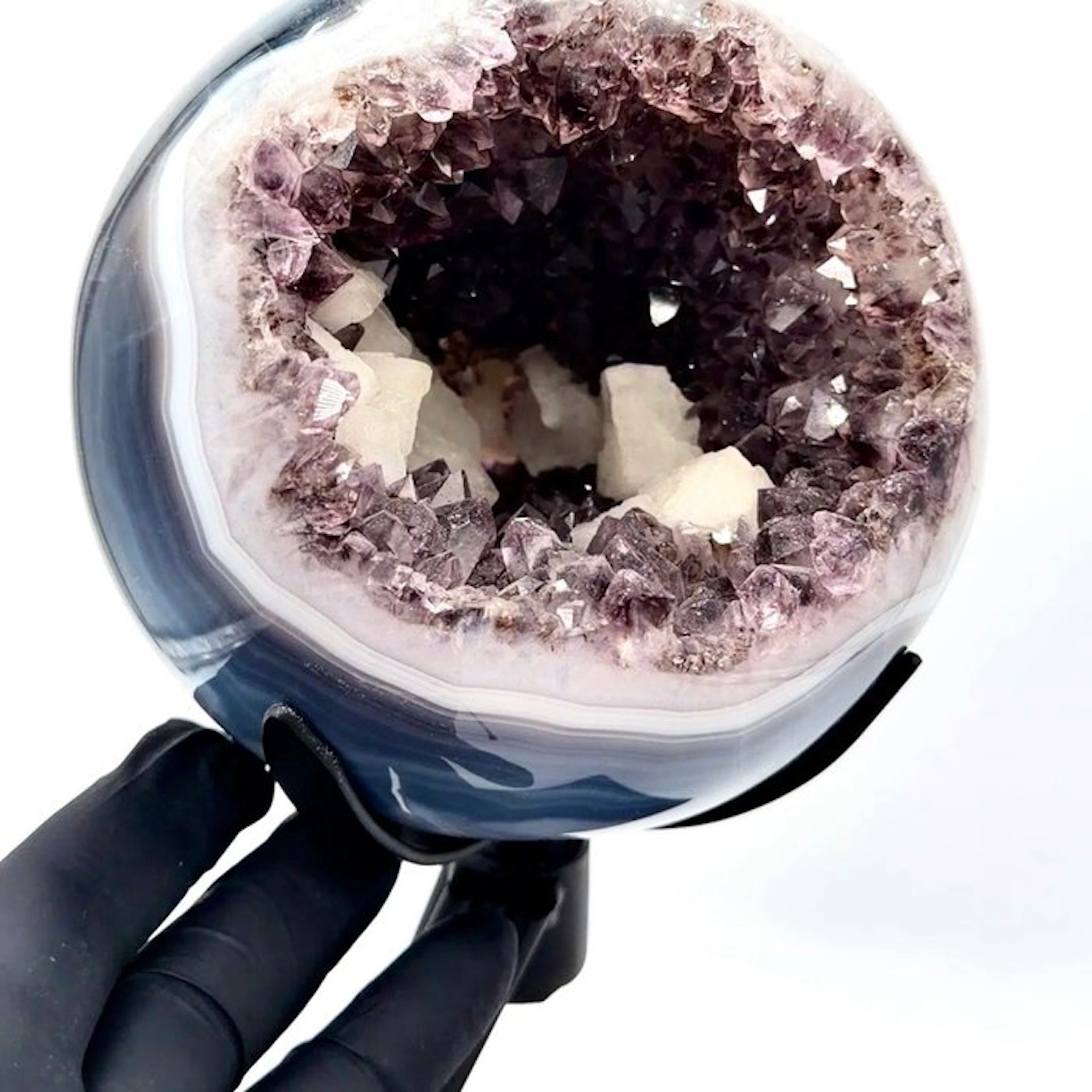 4 KG - Rare and Exceptional Amethyst Sphere - Calcite...