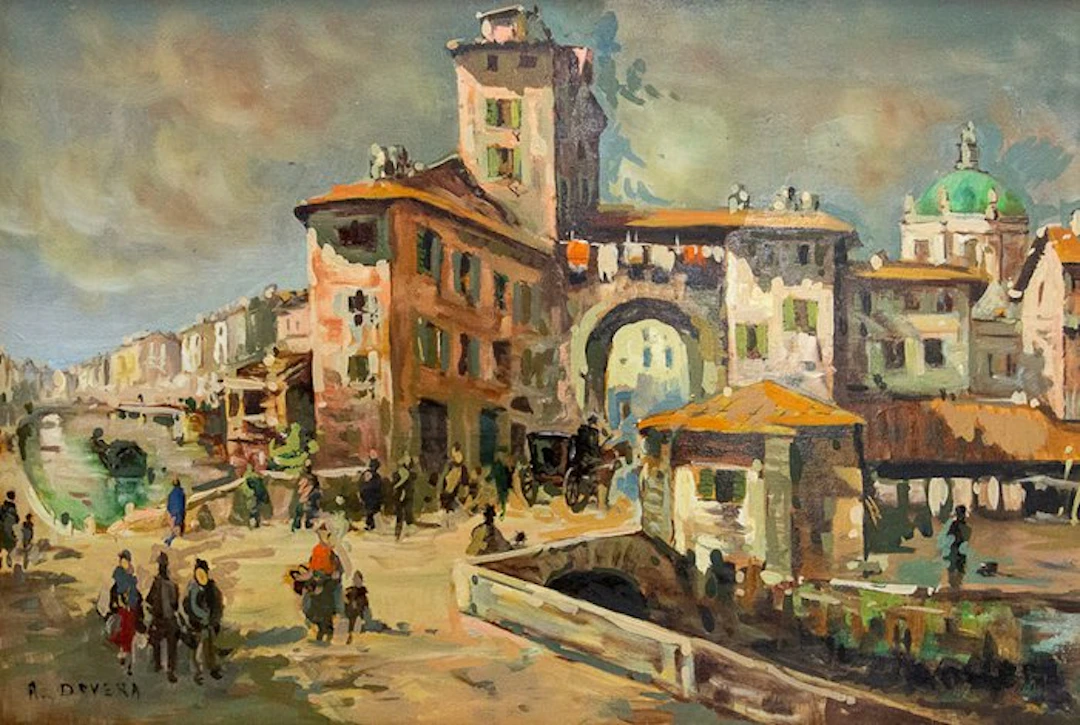 Achille Dovera (1838-1895) - Scorcio della vecchia Porta...