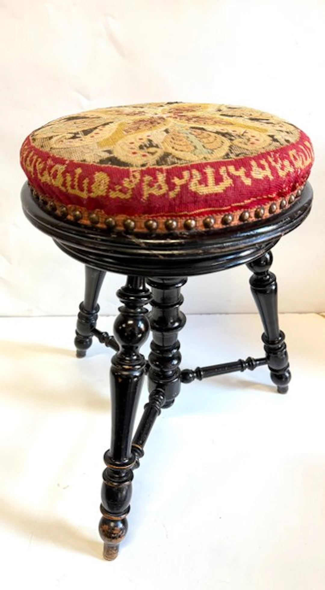 Stool - Tapestry “Petit point”, Turned Wood - Exclusive Furniture