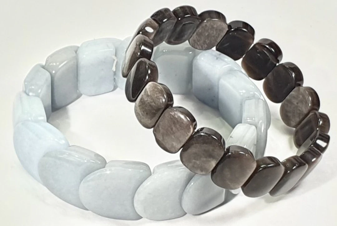 Silver Obsidian and Light Blue Agate - 2 Mineral...