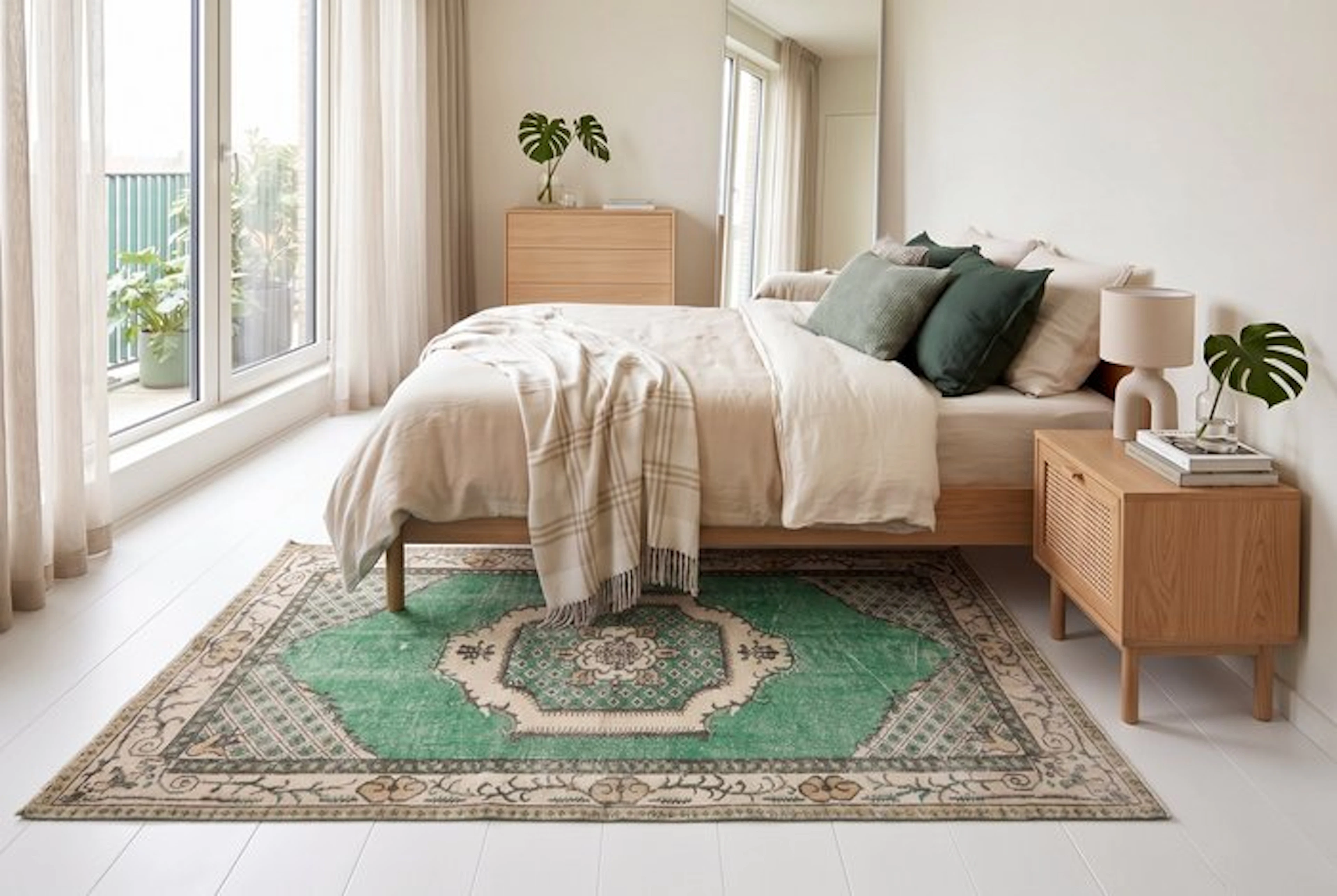 Green vintage - Rug - 205 cm - 110 cm - √ Handmade √ Certificate