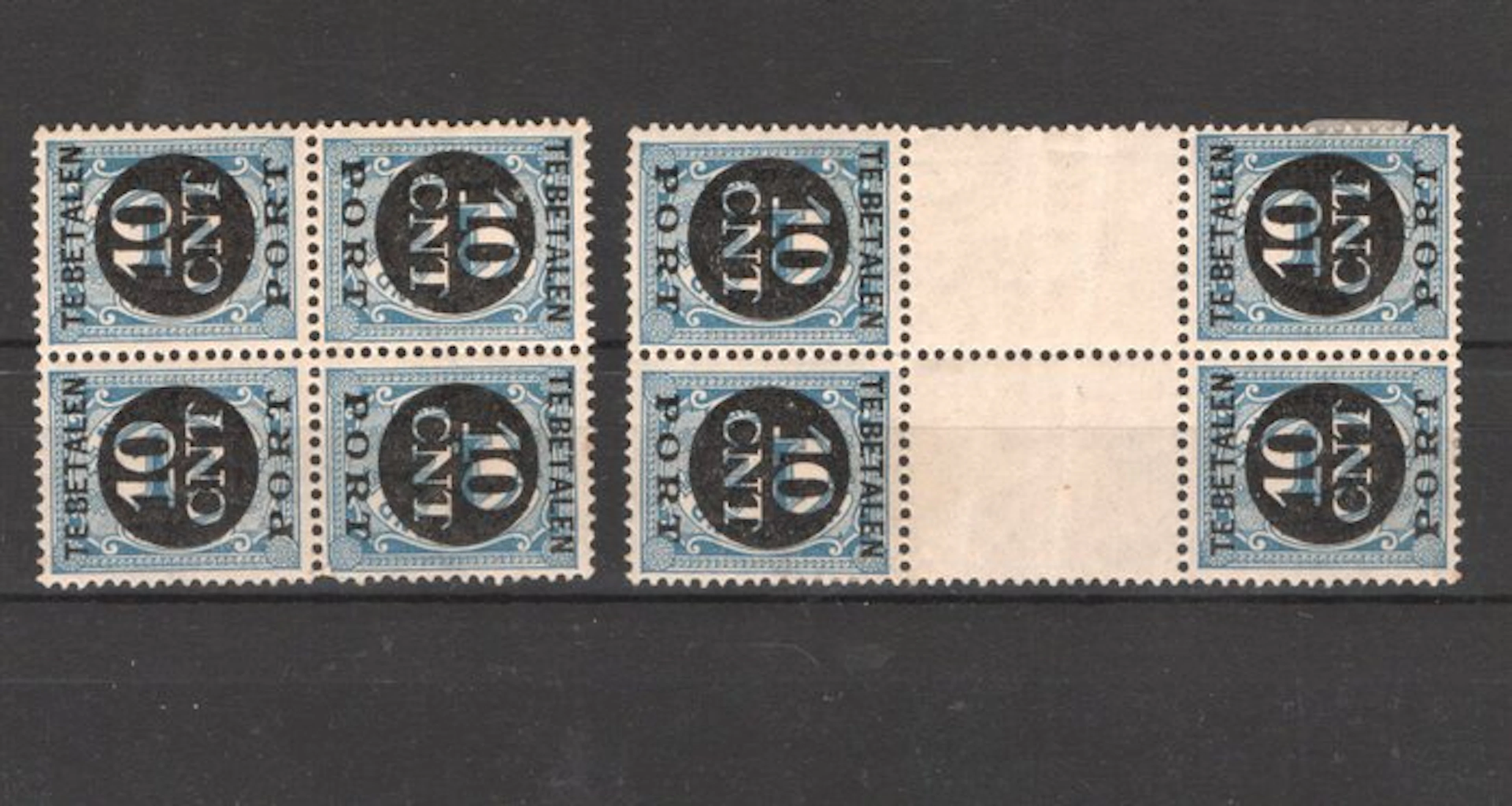 Netherlands 1924 - Dutch port P57a/P57b unused in pairs.