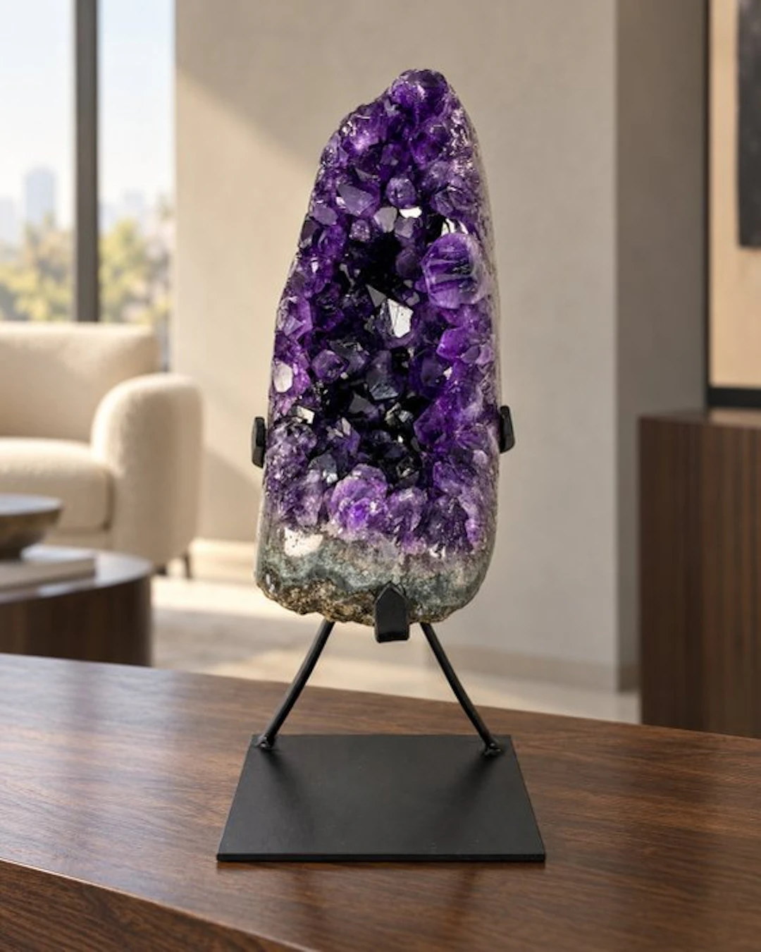 Quality amethyst rock Crystal geode on stand Crystal...