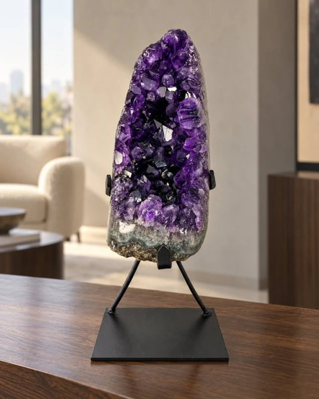 Quality amethyst rock Crystal geode on stand Crystal...
