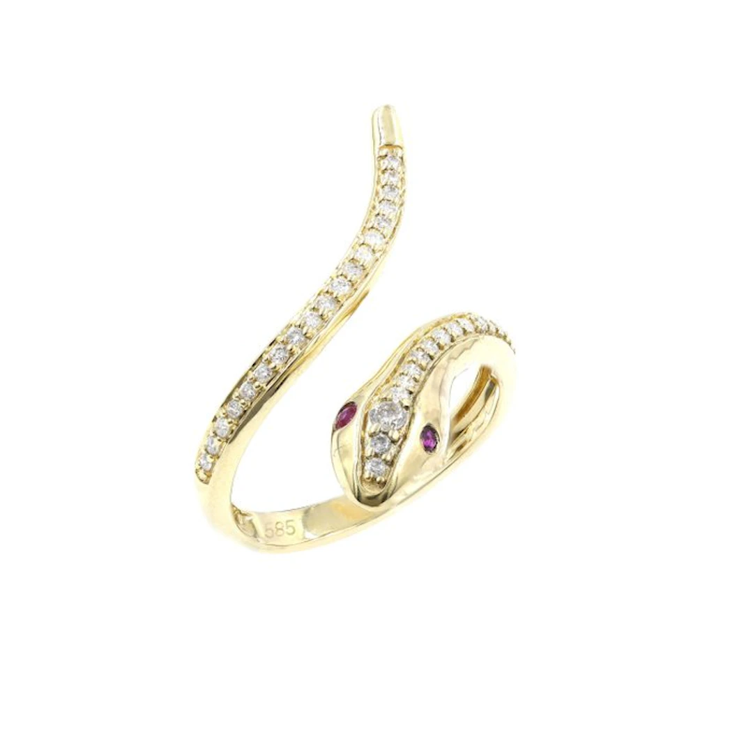 Ring - 14 kt. Yellow gold - 0.33ct. tw. Ruby - Diamond