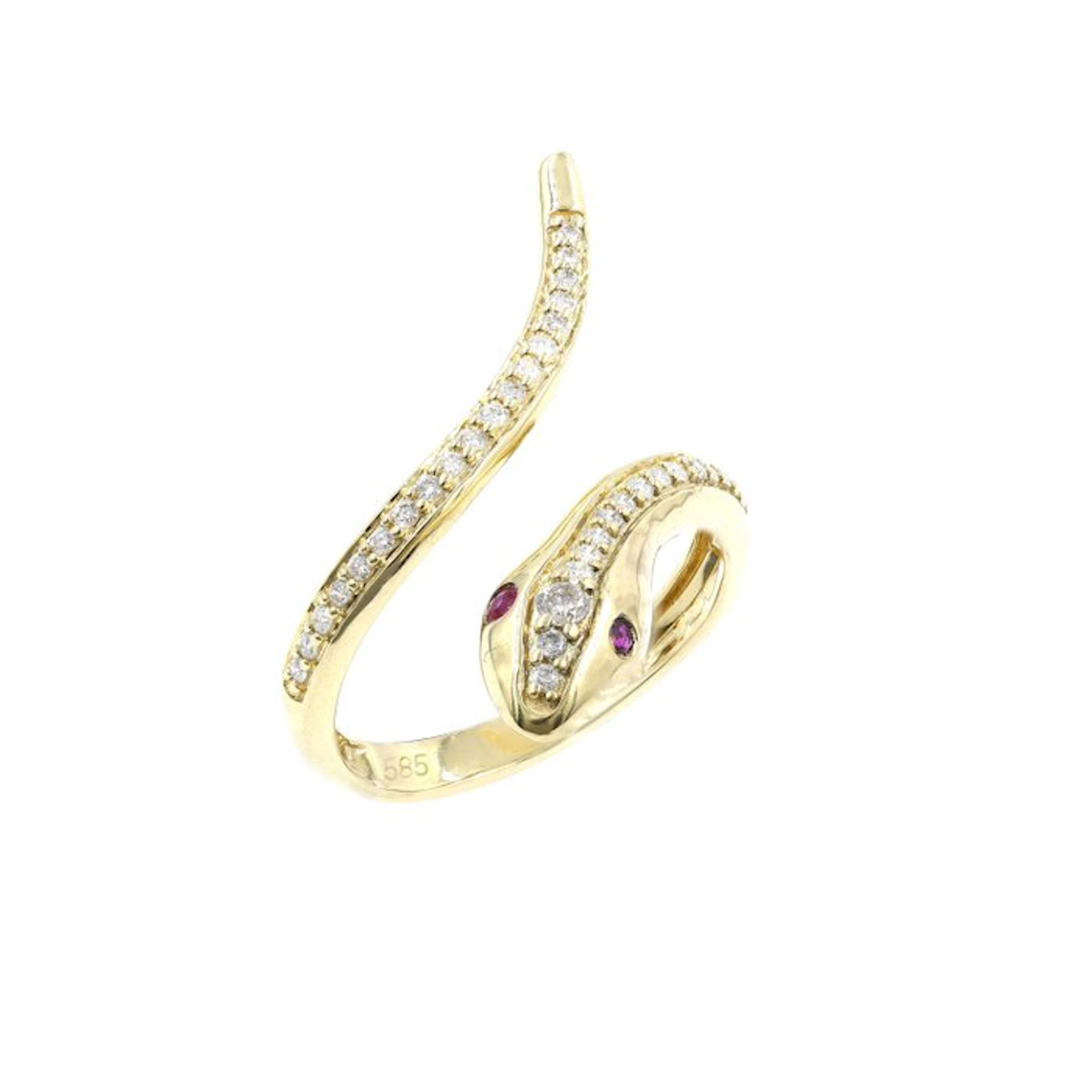 Ring - 14 kt. Yellow gold - 0.33ct. tw. Ruby - Diamond