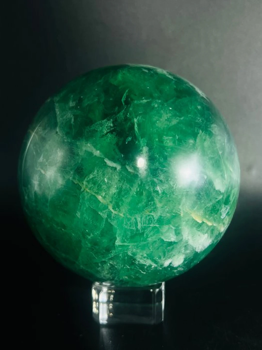 Emerald Green Fluorite Sphere – With Transparency and...