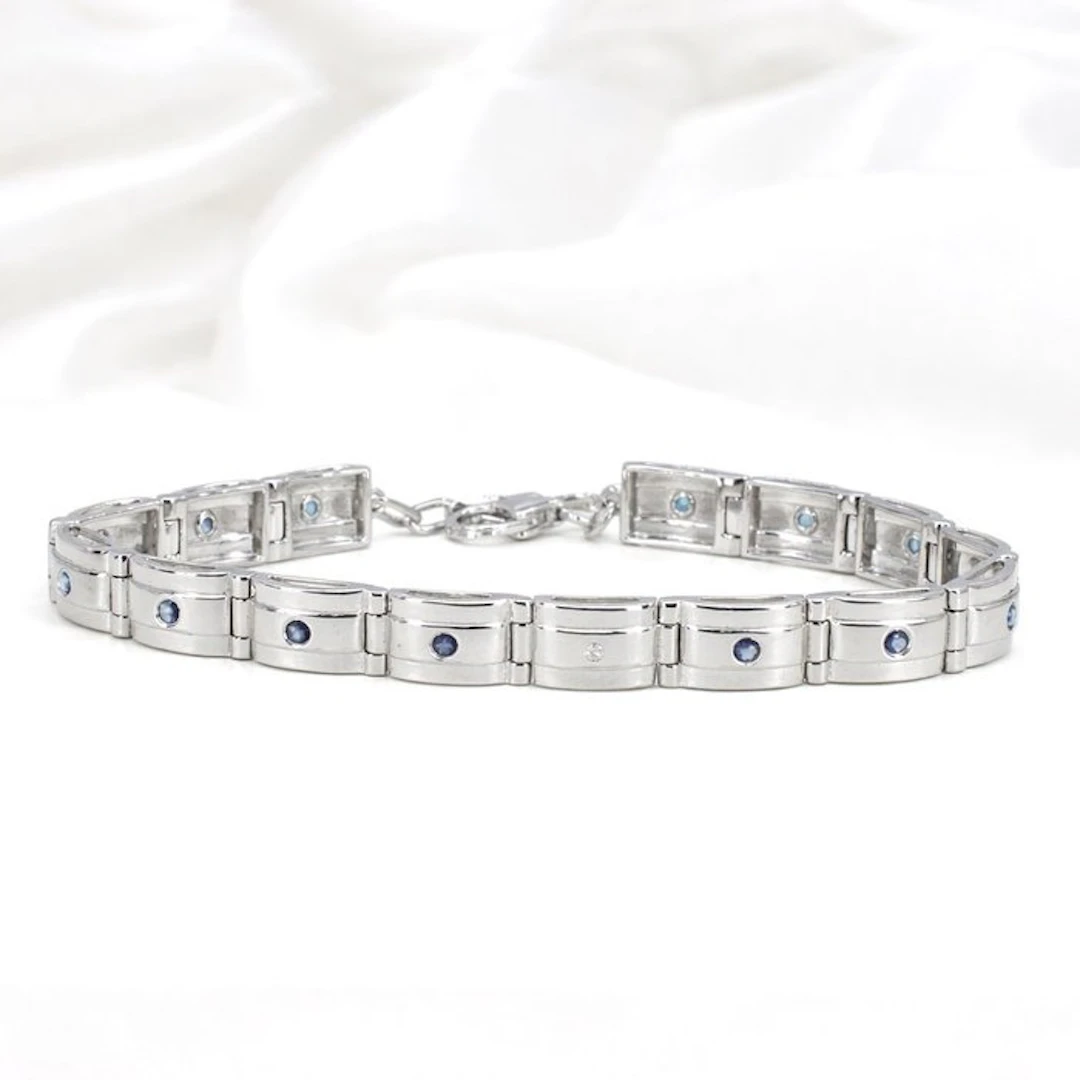 No reserve price - Bracelet Gold-plated Sapphire - Diamond - 18K Gold Plated