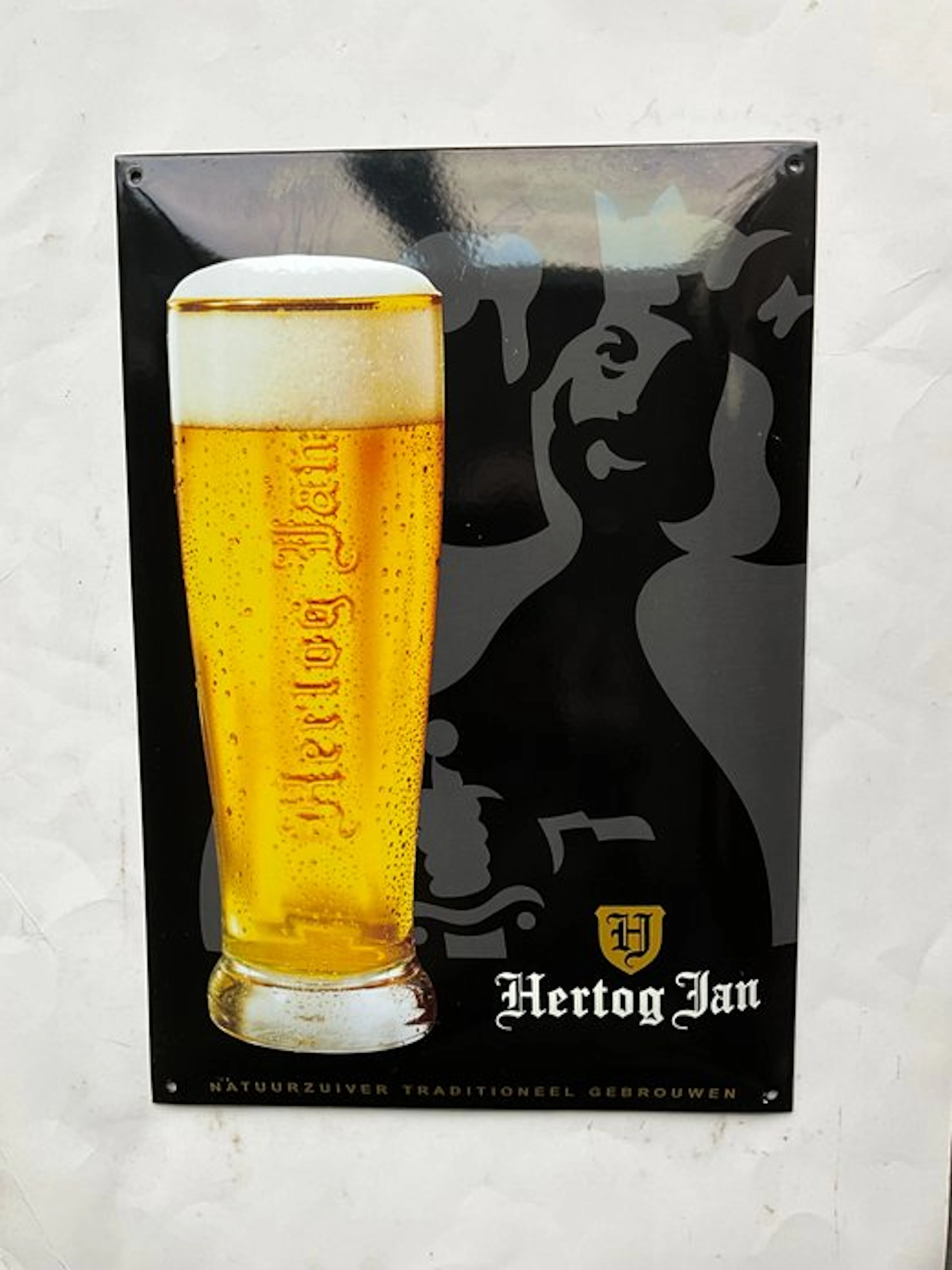 Sign - bold, large enamel advertising sign for Hertog Jan - Enamel