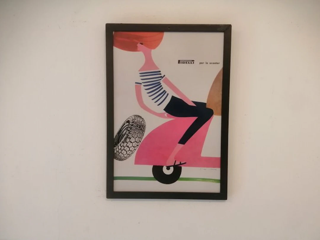 Pirelli - Pirelli for the scooter - Lora Lamm - Advertising sign - Metal, Paper
