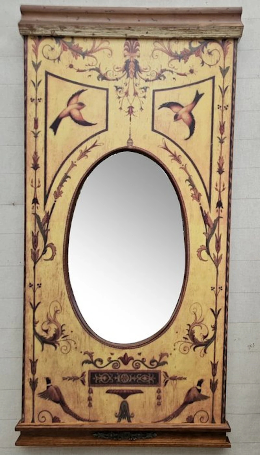 Mirror - Wood - Wall mirror on wood with silk-screened...