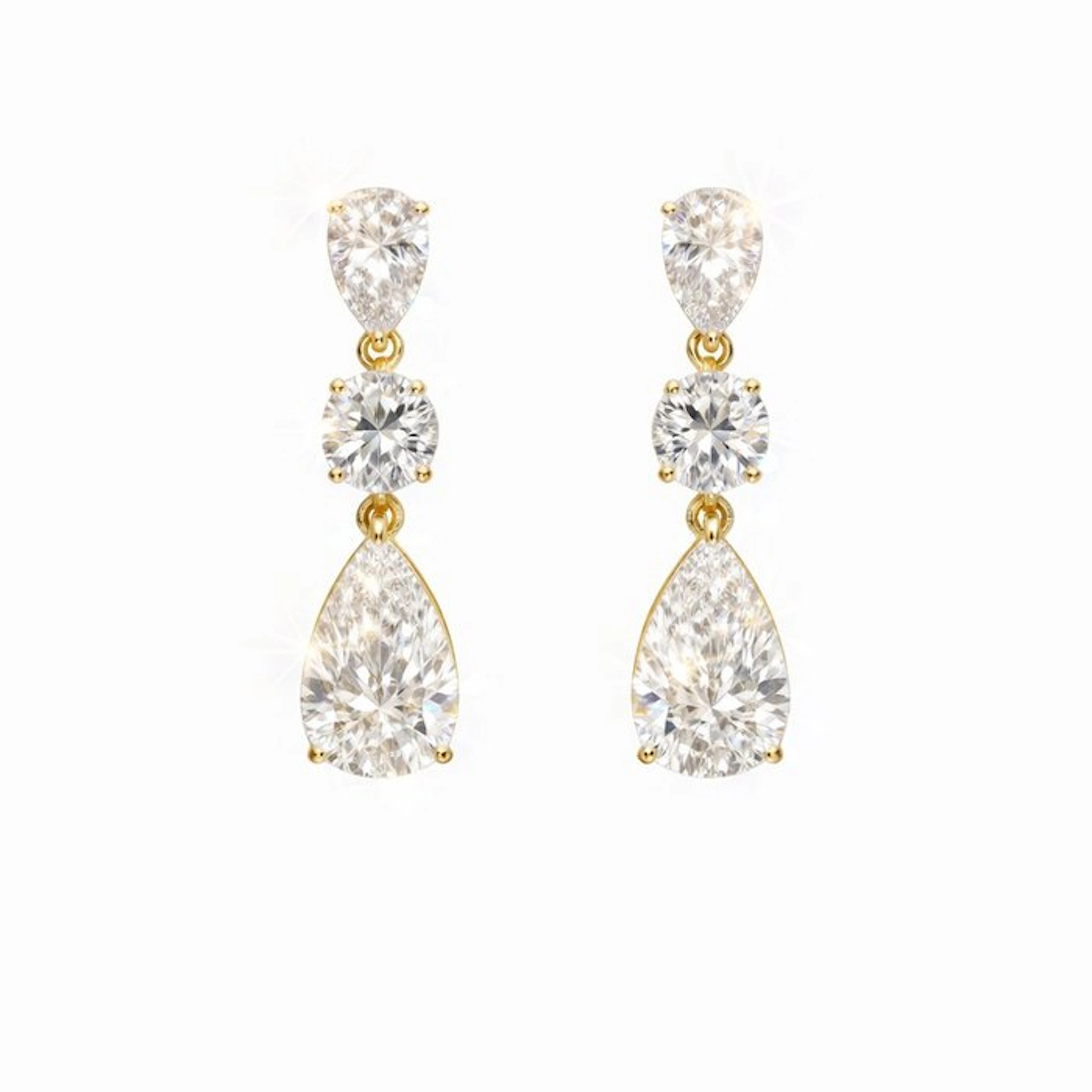 Earrings - 14 kt. Yellow gold - 9.02ct. tw. Diamond (Lab-grown) - Diamond