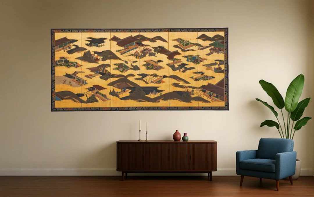 Byôbu 屏風 (folding screen) - Lacquered wood