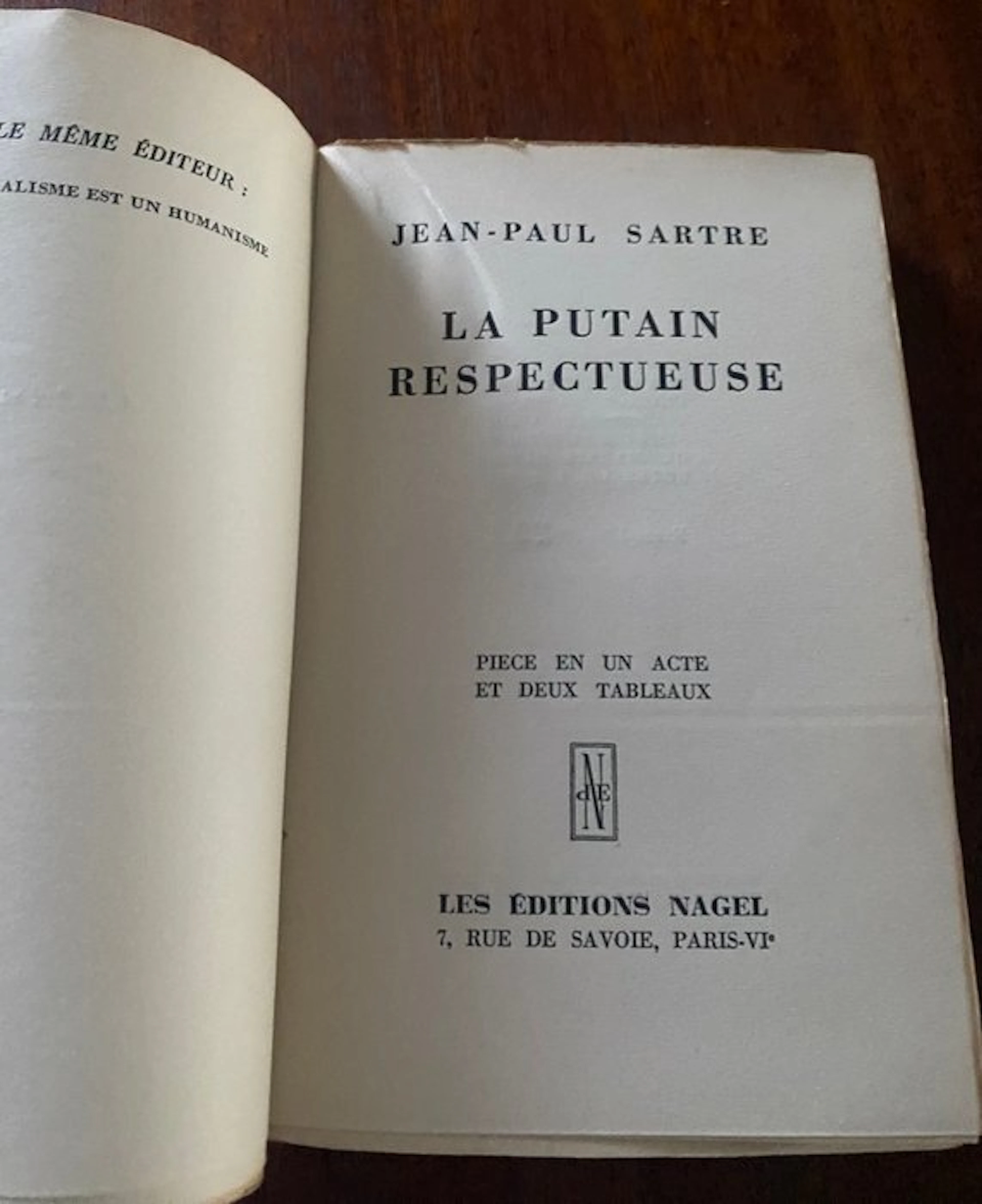Jean Paul Sartre - La Putain respectueuse - 1946