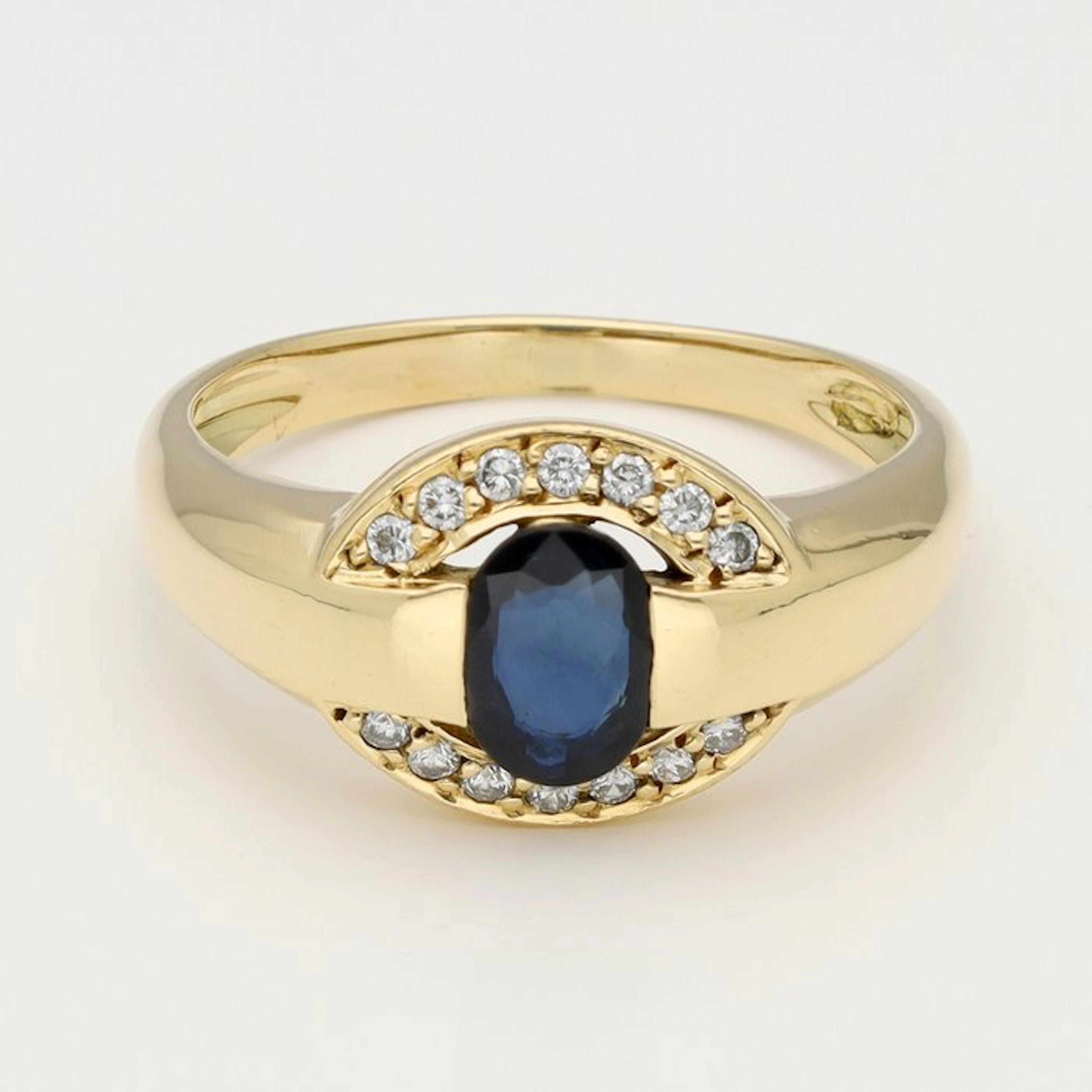 Ring - 18 kt. Yellow gold Diamond (Natural) - Sapphire