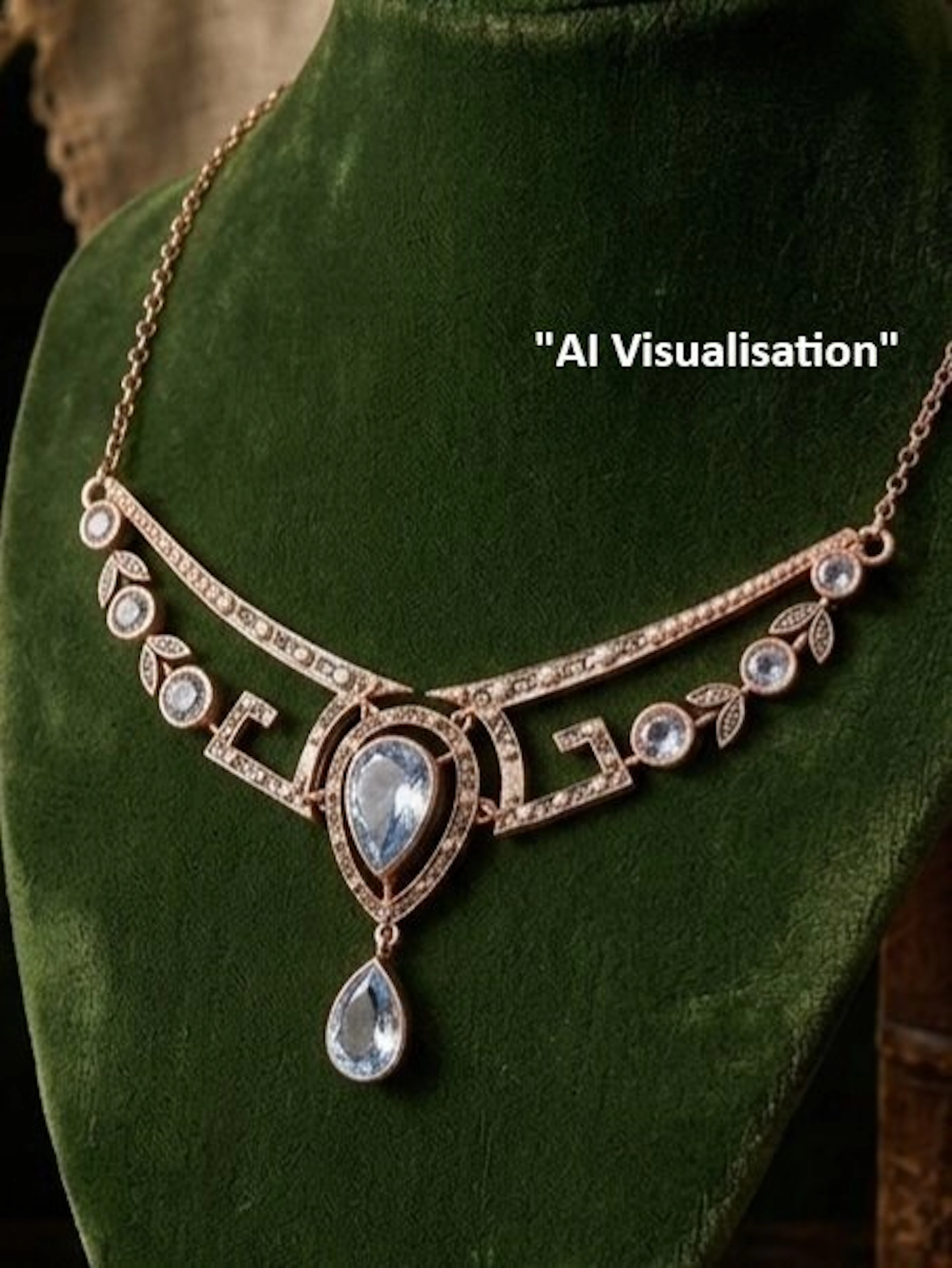 No reserve price - Necklace - 9 kt. Silver, Rose gold Aquamarine - Diamond