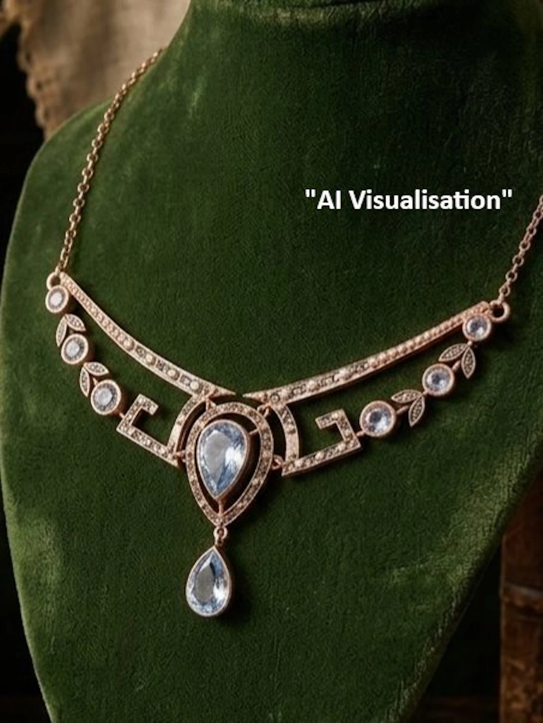 No reserve price - Necklace - 9 kt. Silver, Rose gold Aquamarine - Diamond