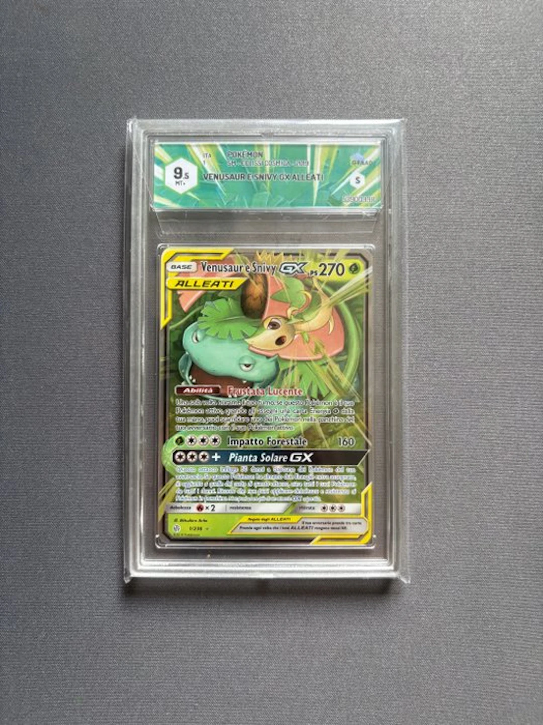 Pokémon Card Venusaur E Snivy GX Alleati 1/236 Eclissi Cosmica GRAAD 9,5 Ita
