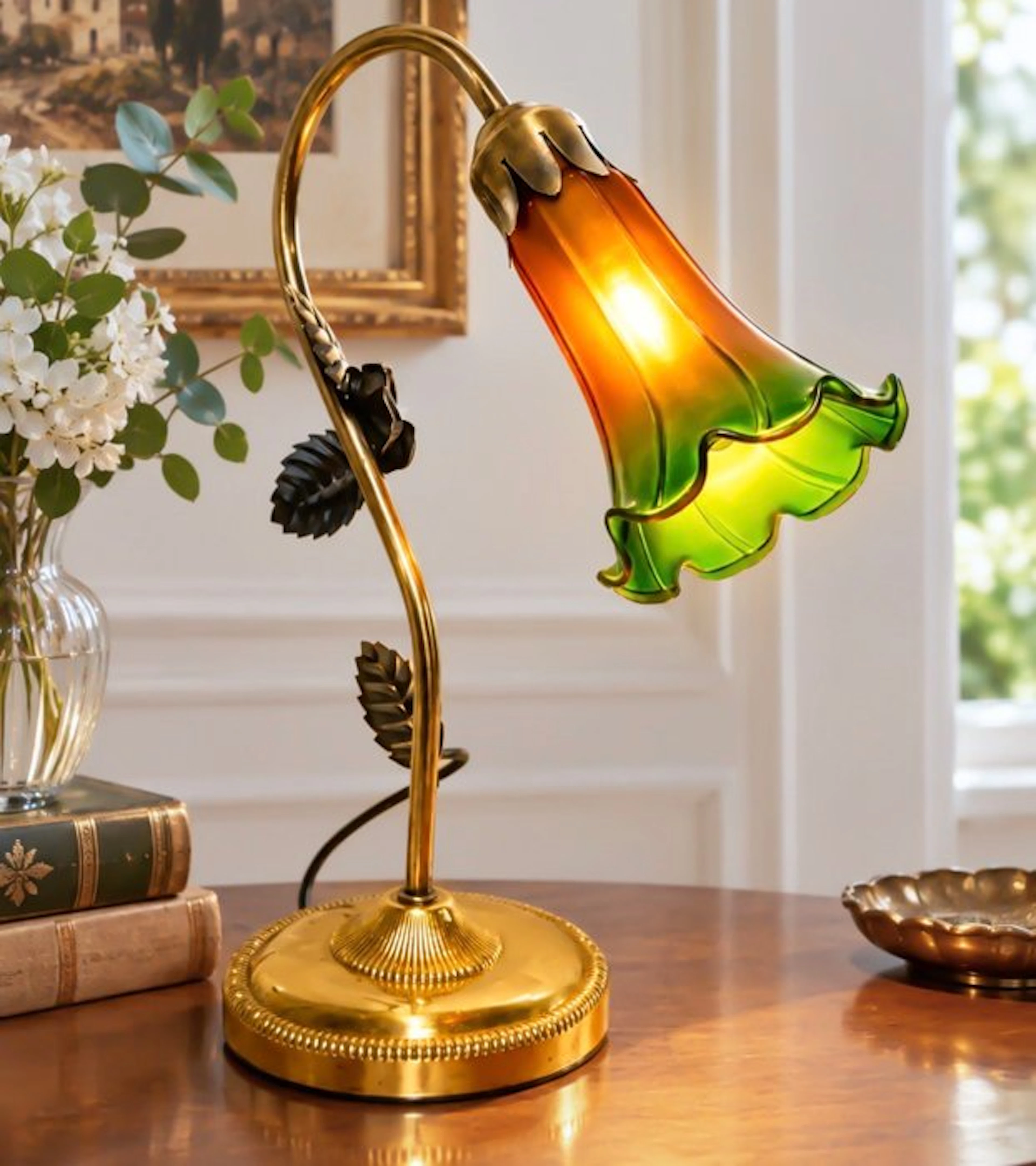 Lamp - Glass, Brass - Tulip lamp