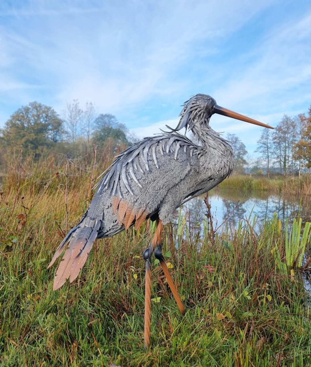 Figurine - Levensechte reiger XL - metal
