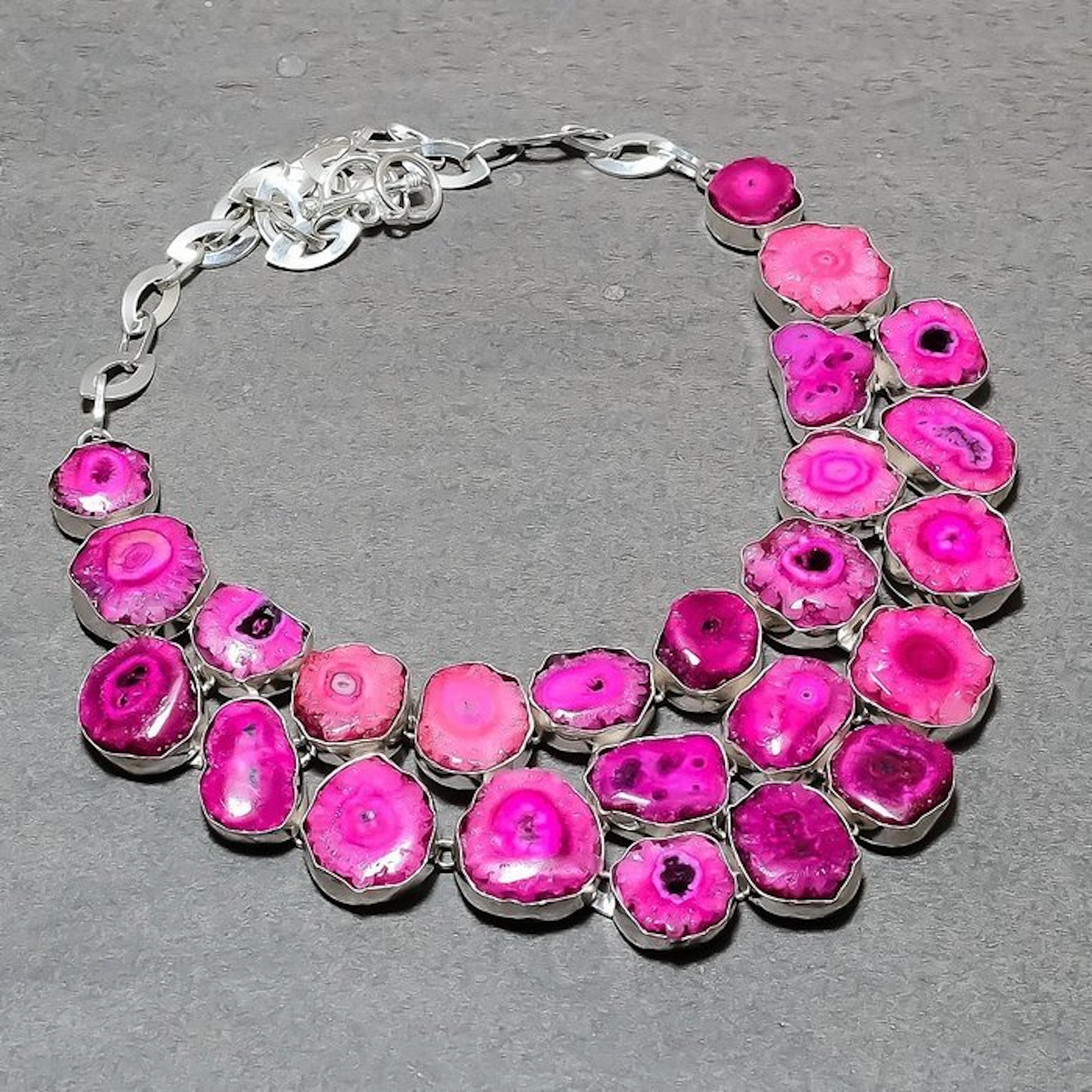 Pink Solar Quartz - Chalcedony - Necklace - Exclusive vintage necklace