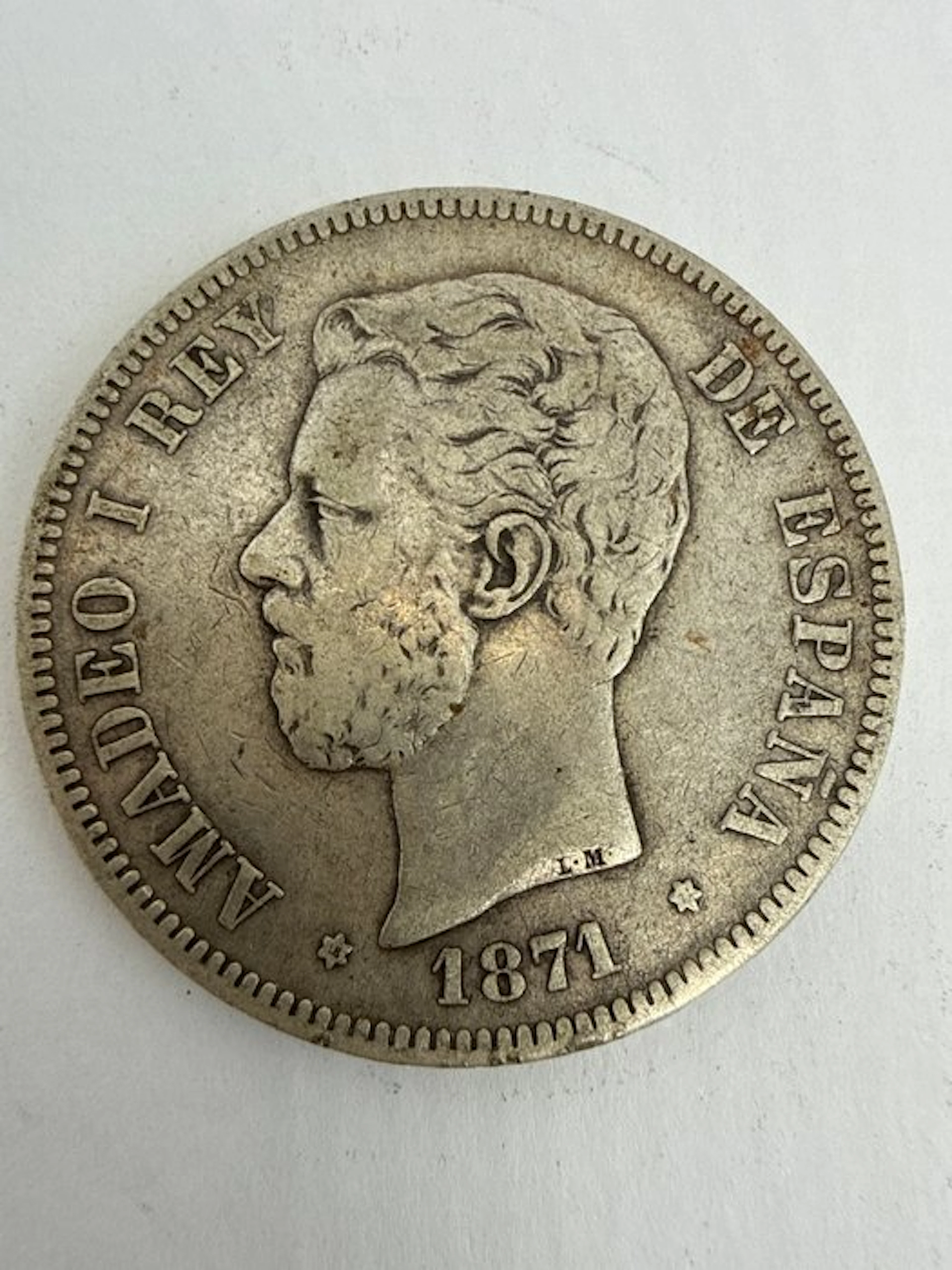 Spain. Amadeo I. 5 Pesetas 1871 (No reserve price)