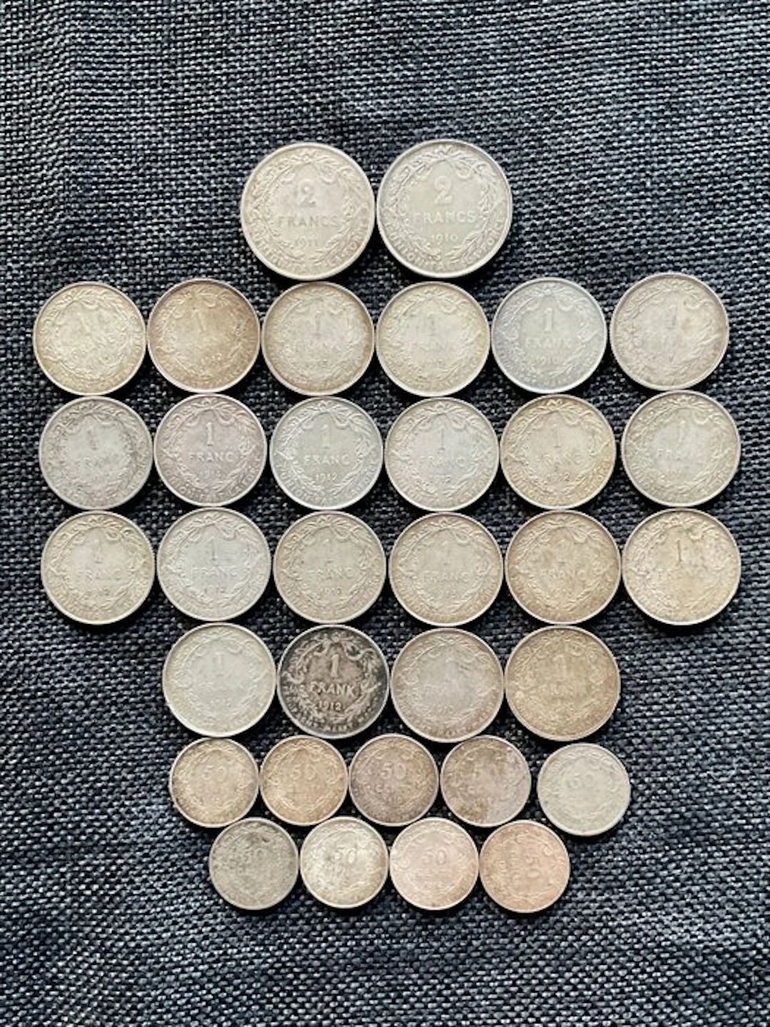 Belgium. 1866–1909 Lot 23 zilveren munten: 50 centiem