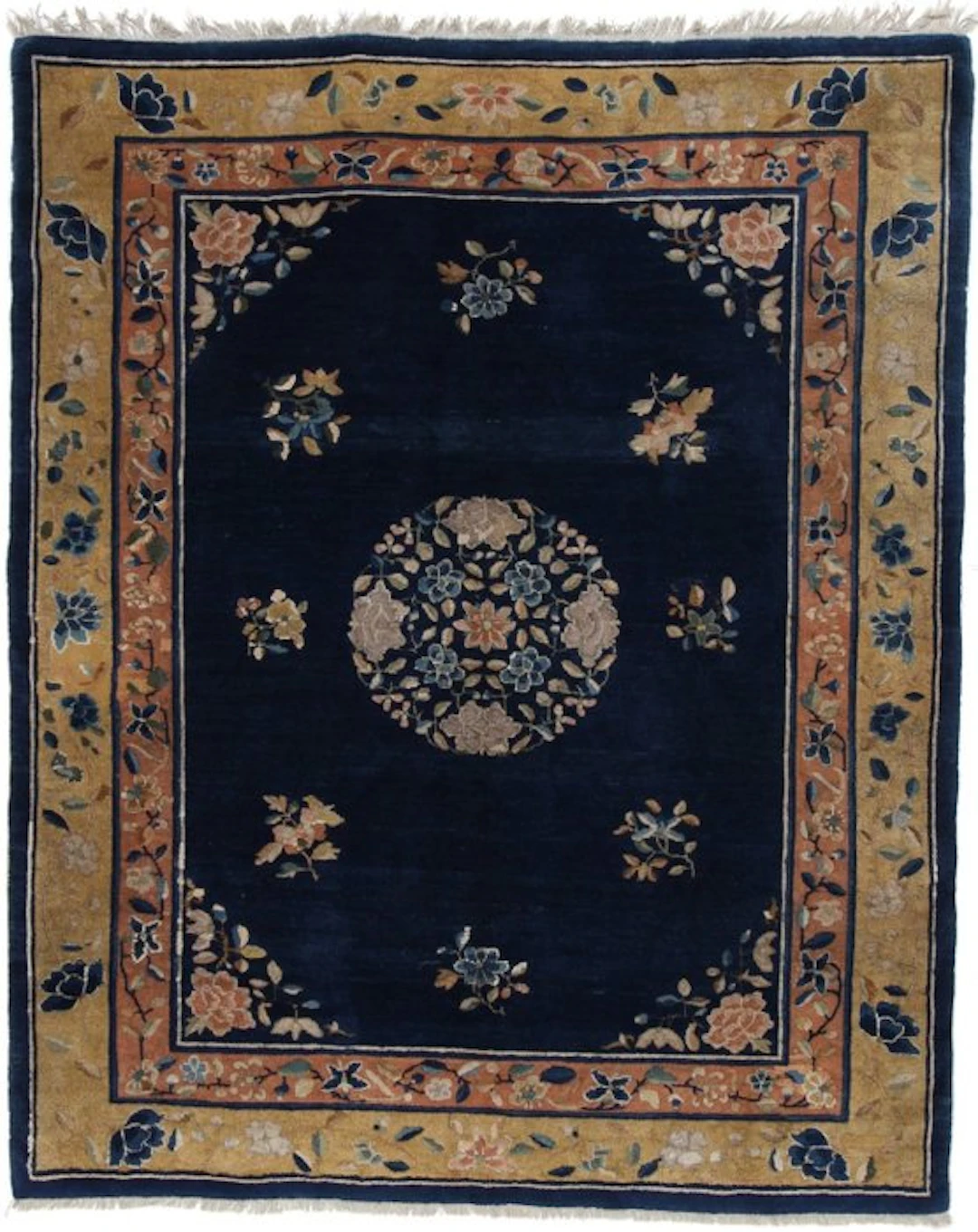 Antique Chinese Peking Carpet - Genuine Asian Handmade...