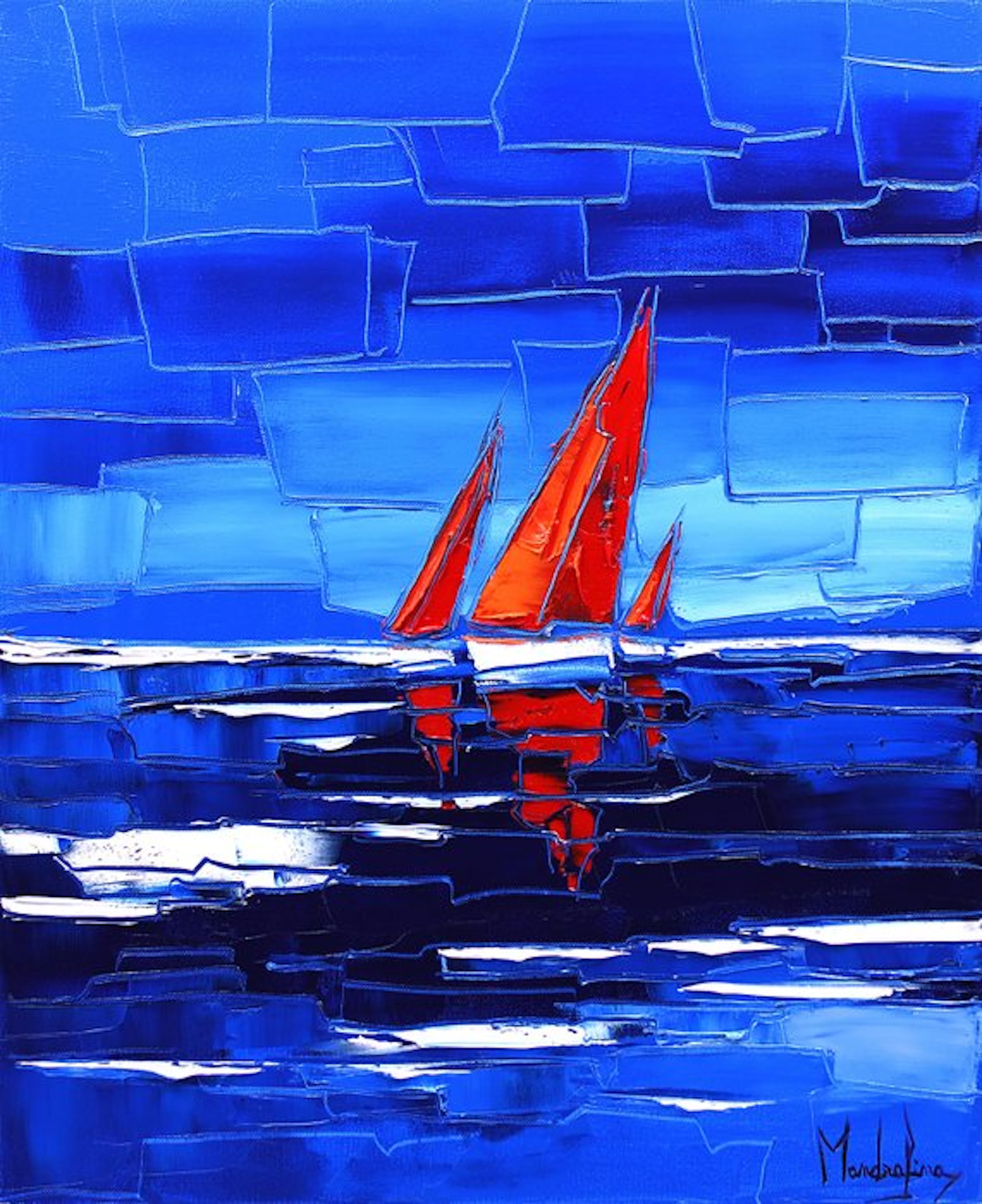 Caroline Mandrafina - Pfleger " Voiles rouges en mer d'Iroise "