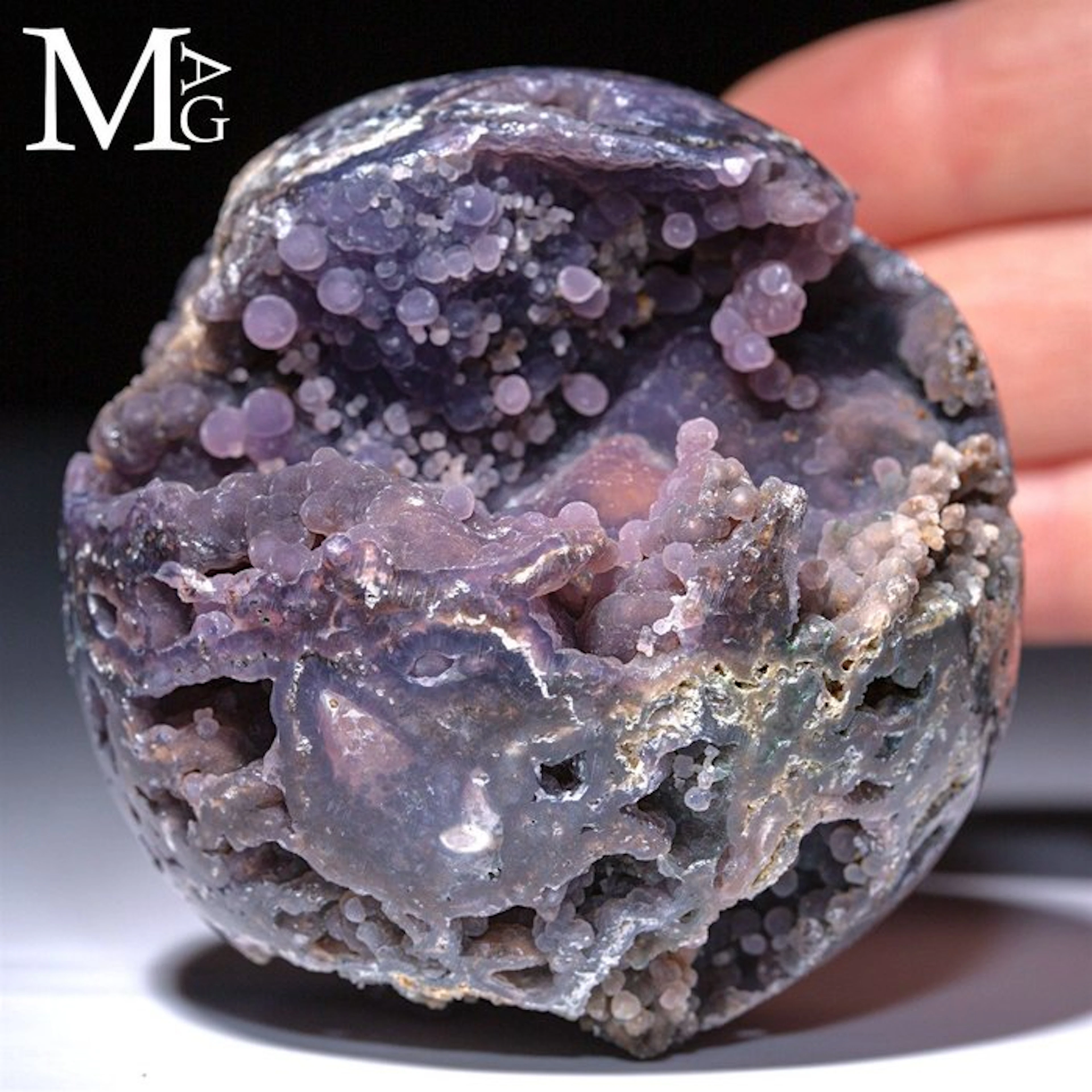 Vibrant Purple Grape Agate Sphere with Natural Botryoidal...
