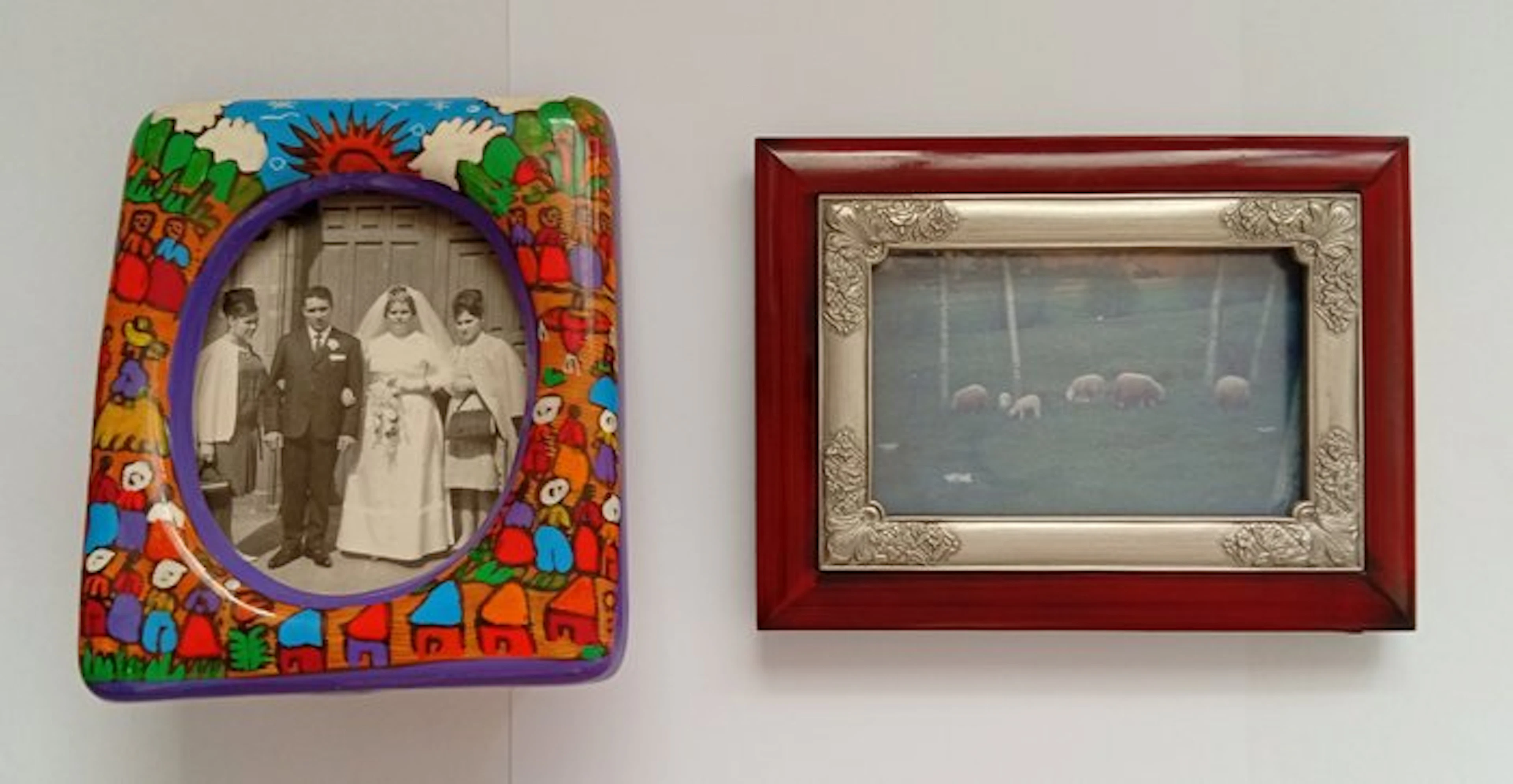 Picture frame (2)- Hand-painted tribal - Terracotta - 2 frames, Mexico-France