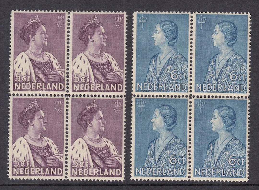 Netherlands 1934 - Crisis seals, in blocks of four - NVPH 265/266