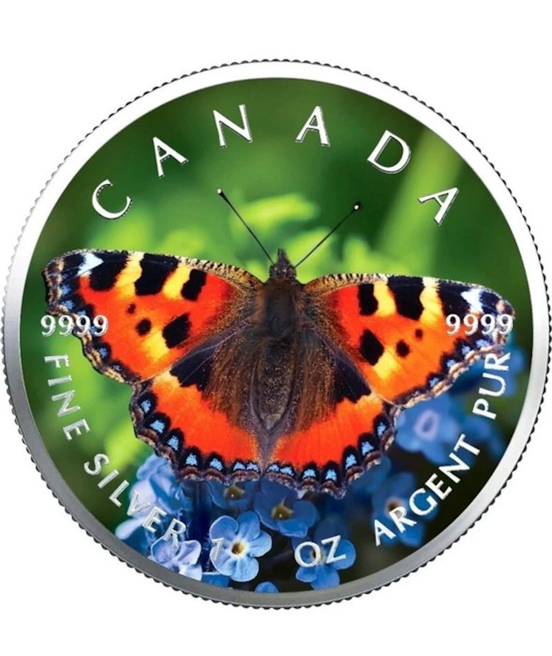 Canada. 5 Dollars 2025 Tortoiseshell Butterfly 1 oz (.999) mit CoA