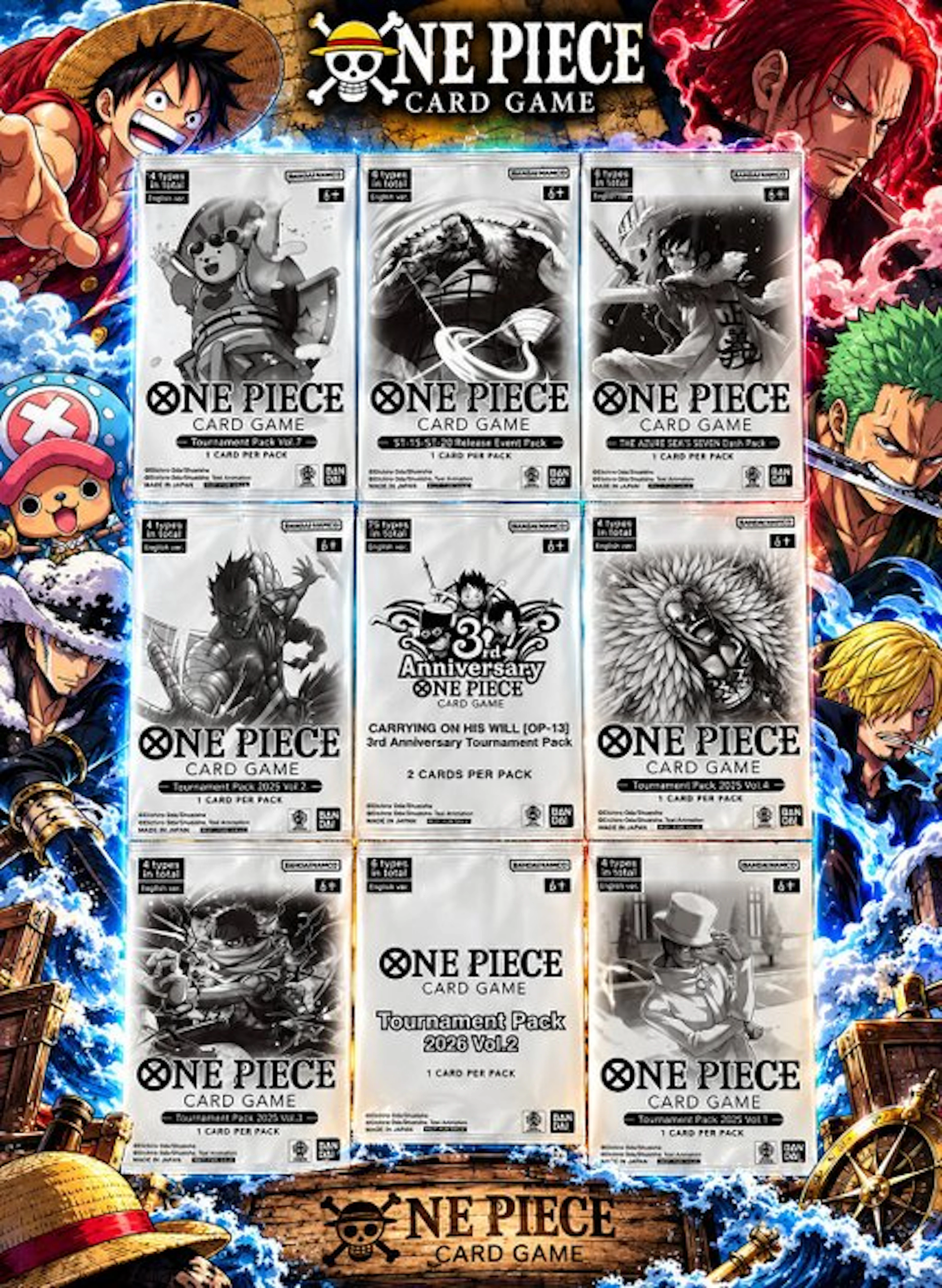 Bandai - 9 Booster pack - One Piece - One Piece Card Game...